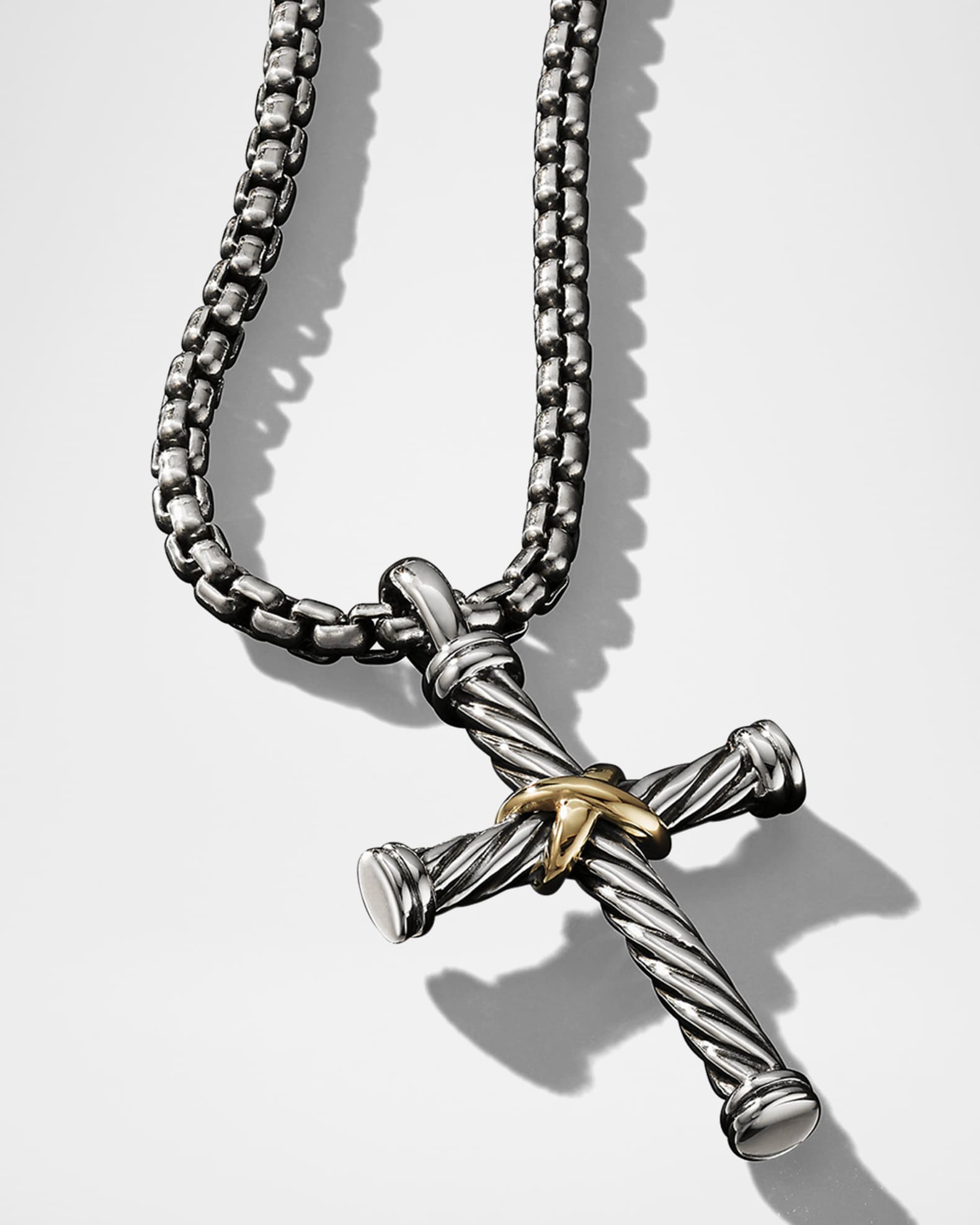 David Yurman Men's Cable Cross Pendant in Silver with 18K Gold