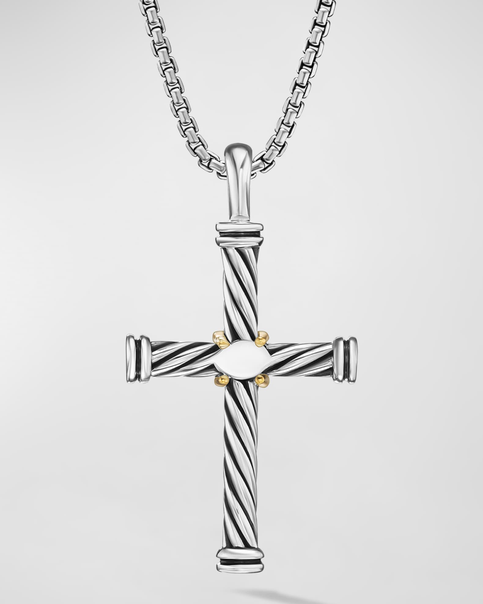 David Yurman Men's Cable Cross Pendant in Silver with 18K Gold