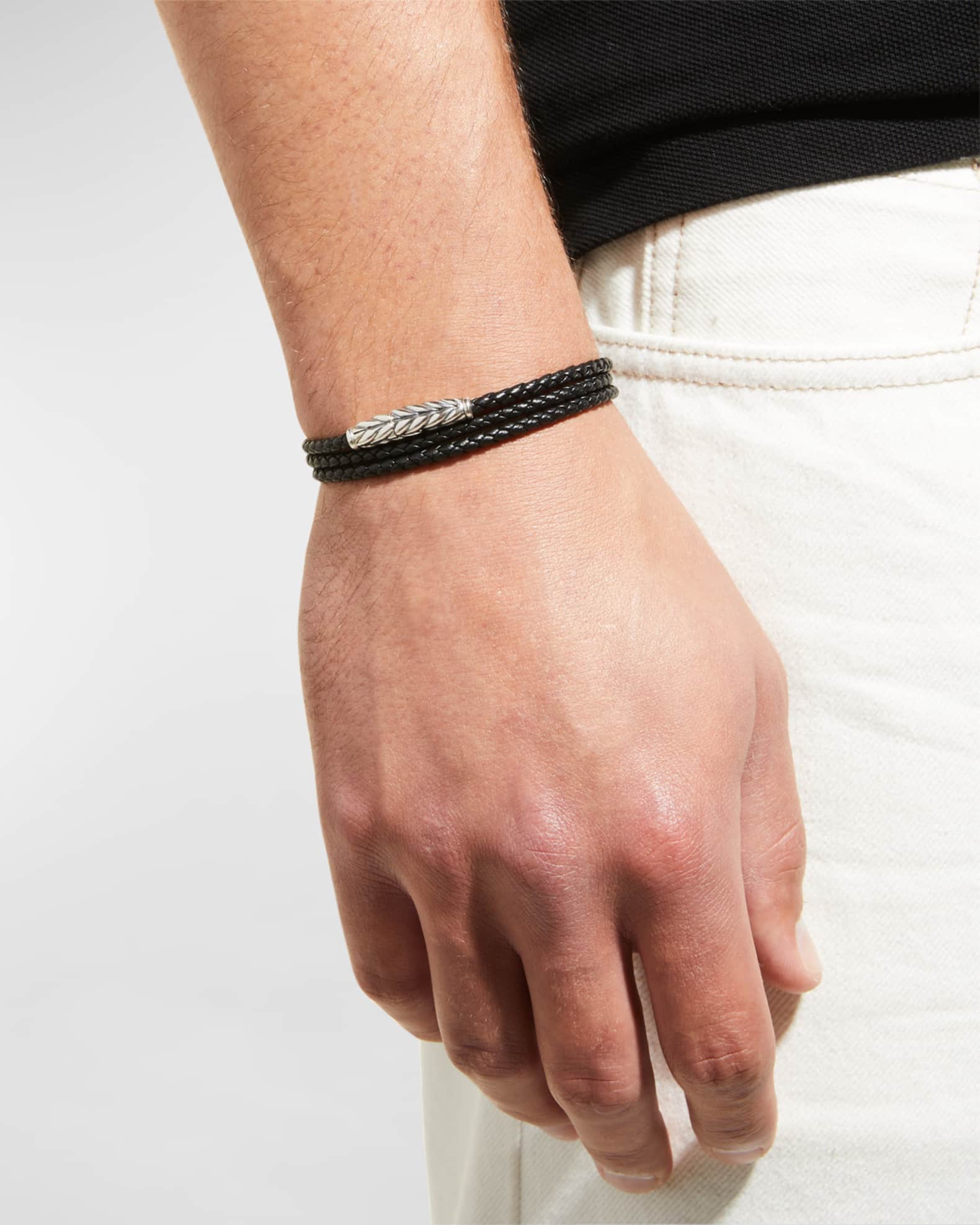 David Yurman Men s Leather Triple Wrap Bracelet 3mm Neiman Marcus