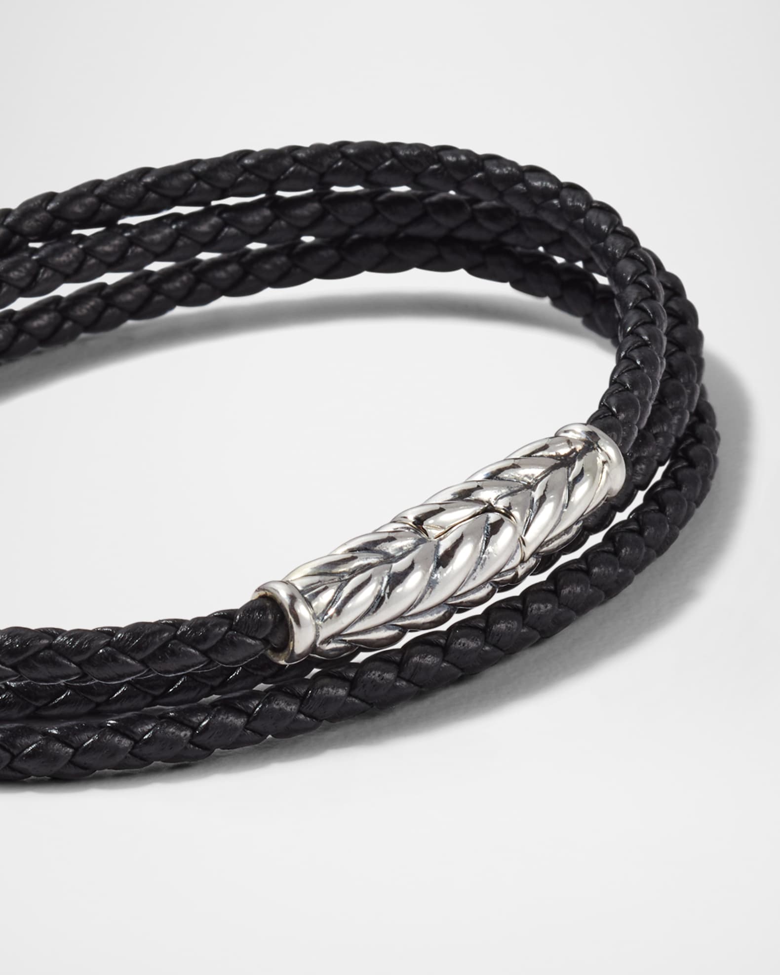 David Yurman Men's Leather Triple Wrap Bracelet, 3mm Neiman Marcus