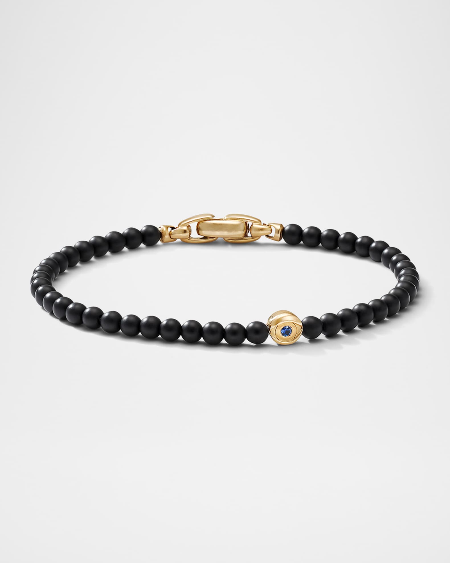 David Yurman Men's Spiritual Bead Evil Eye Bracelet with Gemstones in 18K Gold, 4mm