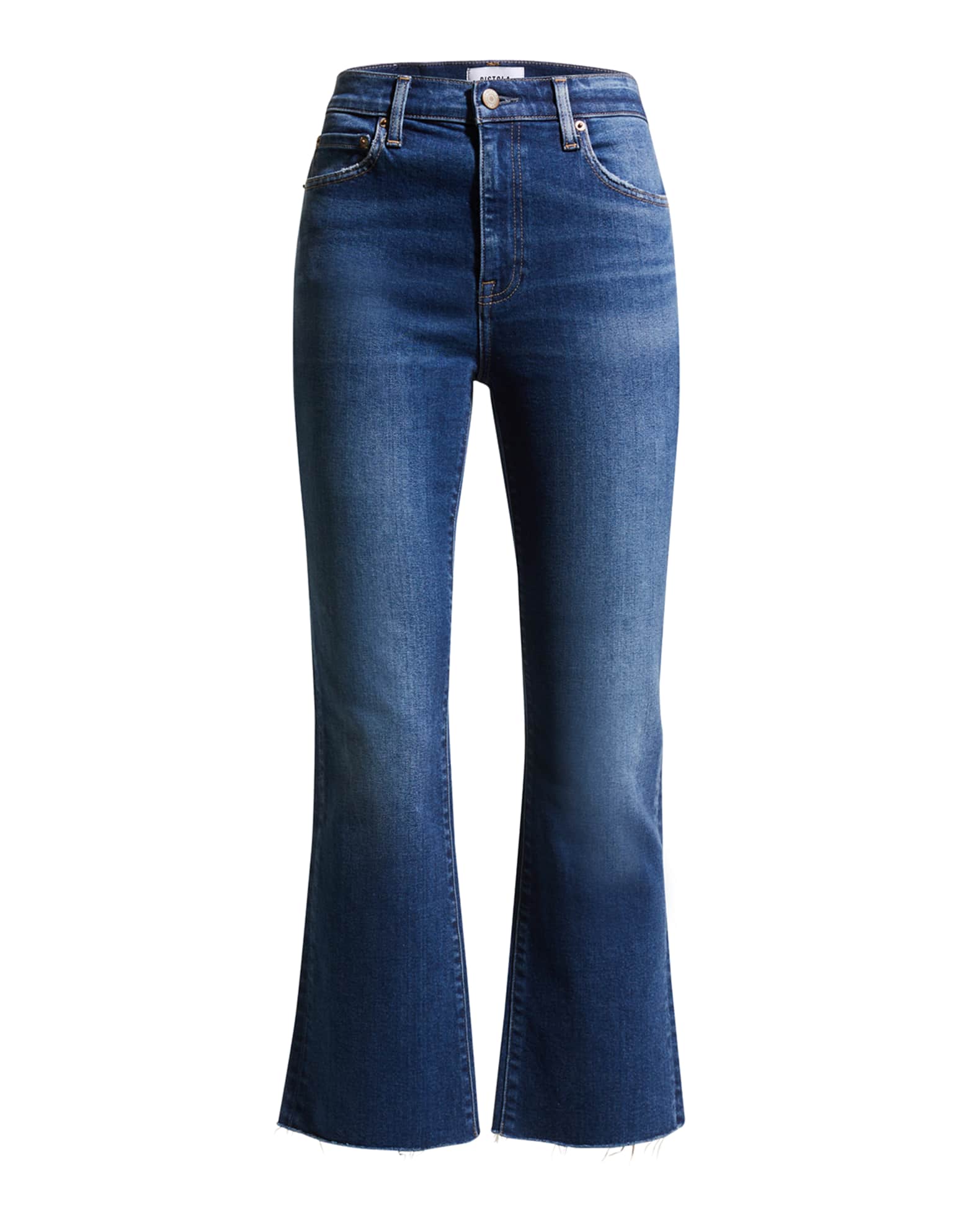 PISTOLA Lennon Cropped Flared Jeans with Raw Hem | Neiman Marcus