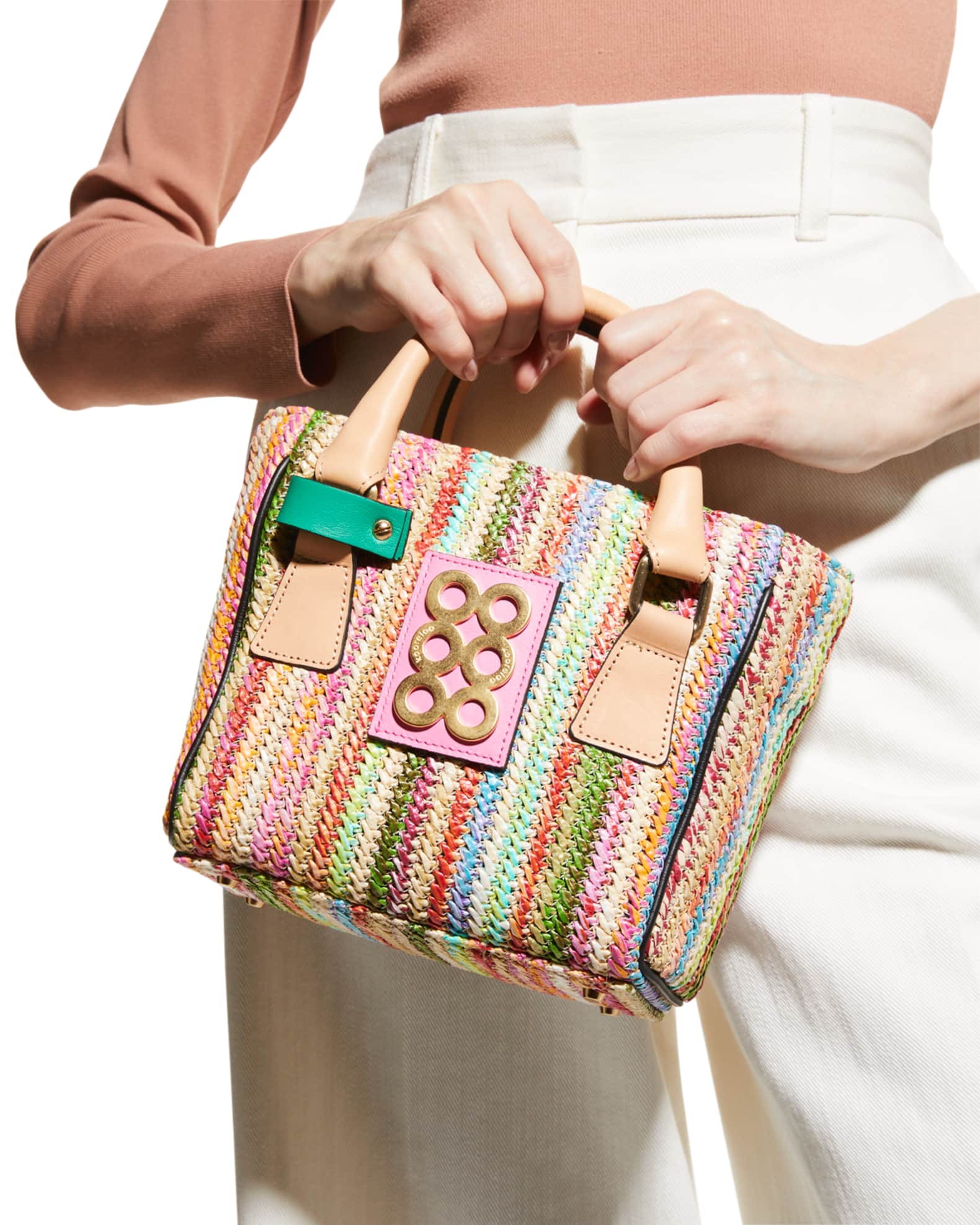 Kooreloo Mini Multicolor Striped Raffia TopHandle Bag Neiman Marcus