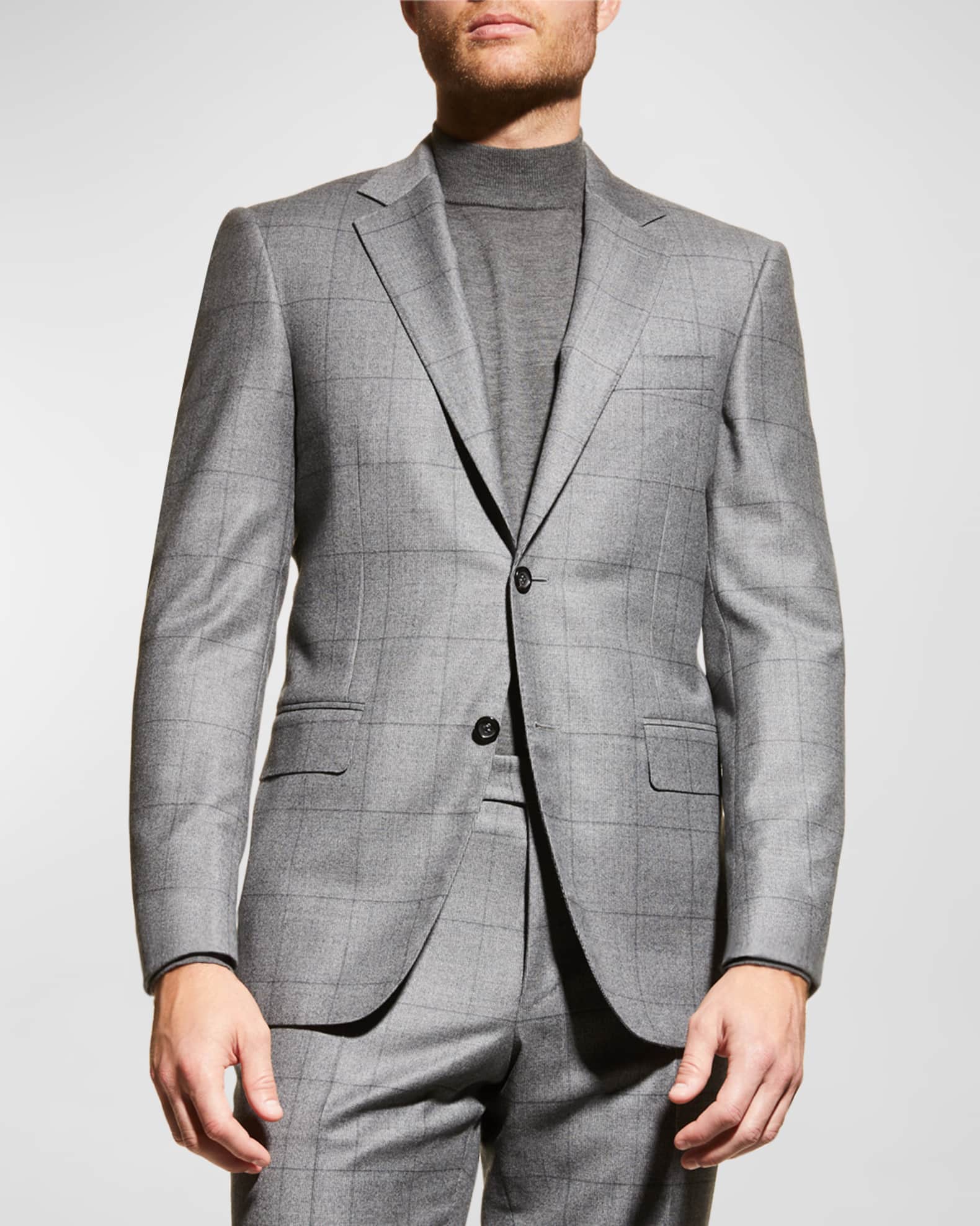 Canali Men's Windowpane Tic Suit | Neiman Marcus