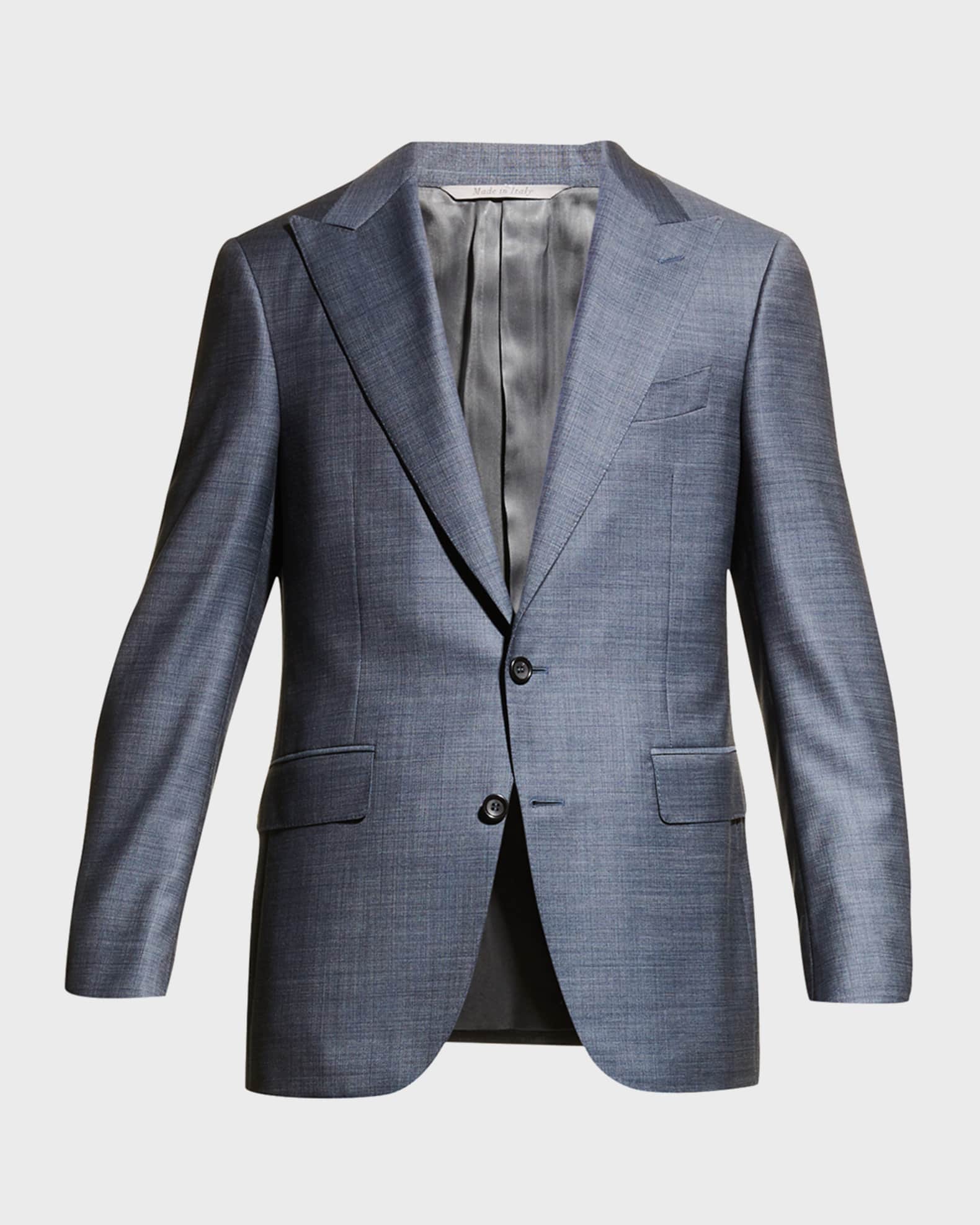 Canali Men's Melange PeakLapel Suit Neiman Marcus