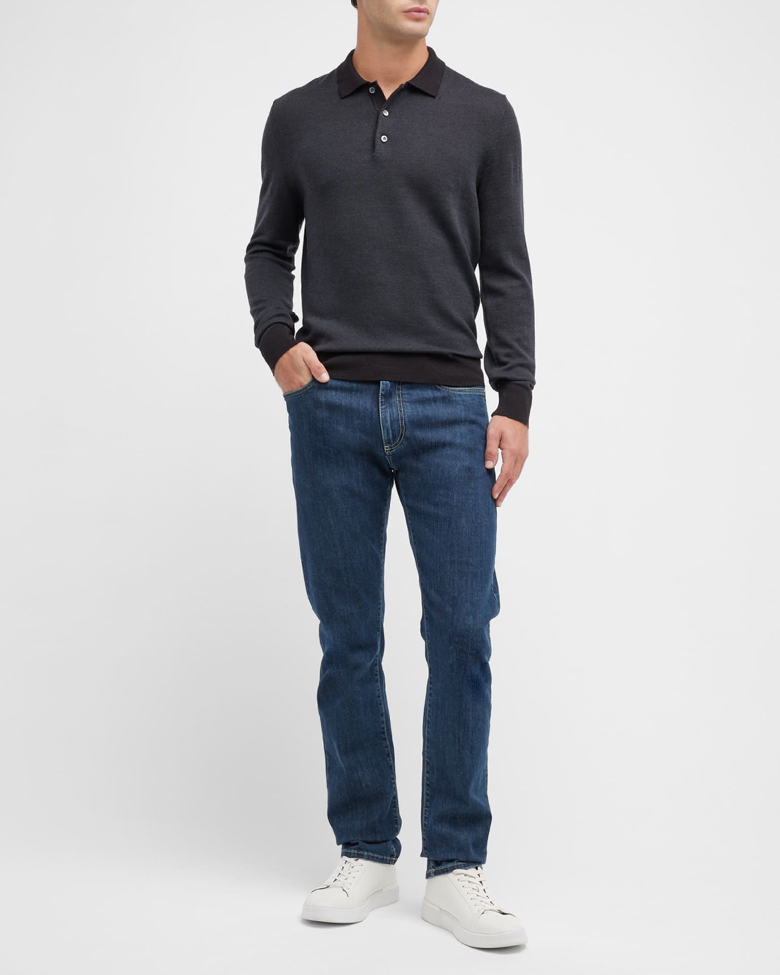 Canali Men's Wool Polo Shirt | Neiman Marcus