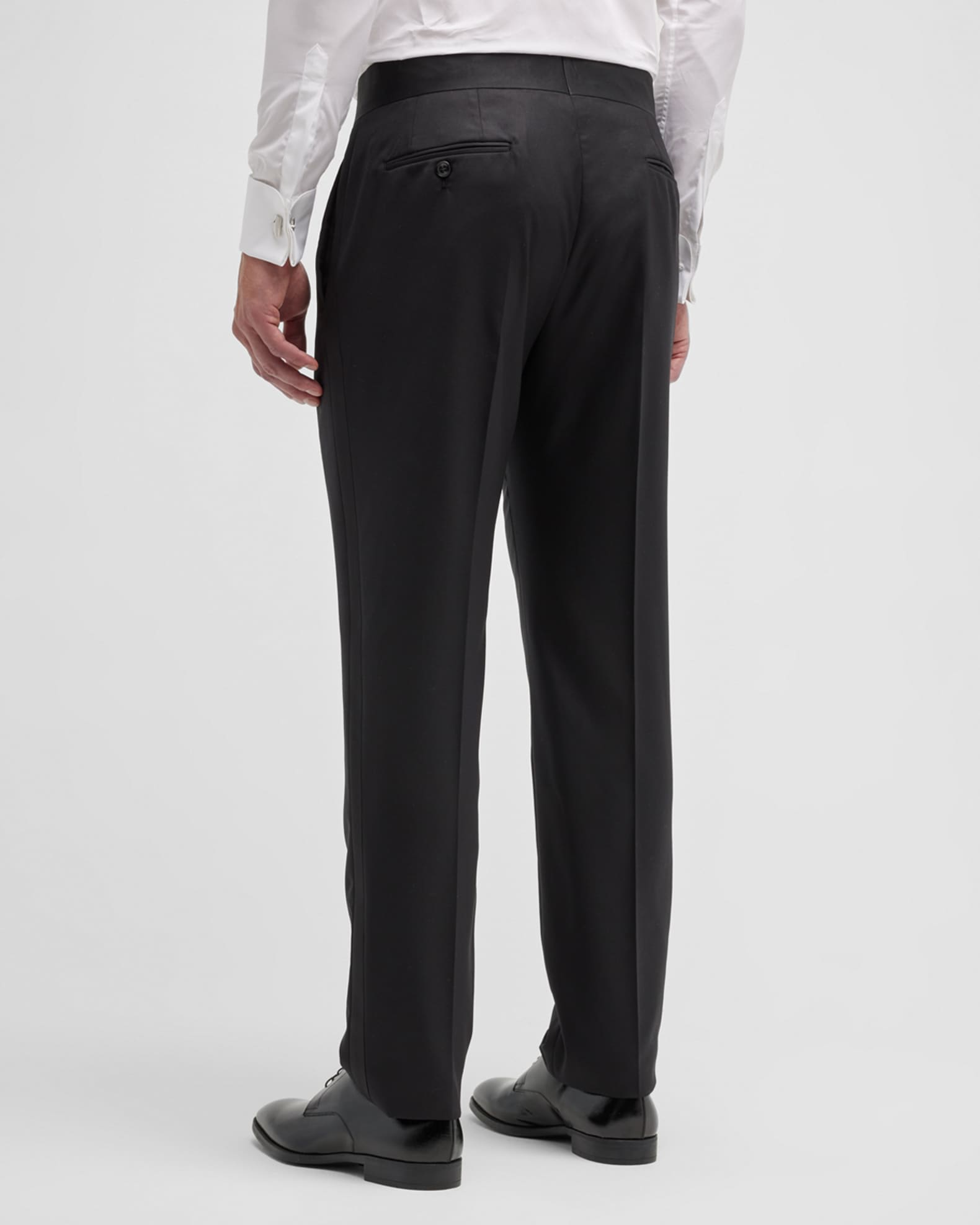 Giorgio Armani Men's Tonal Wool-Blend Tuxedo Pants | Neiman Marcus