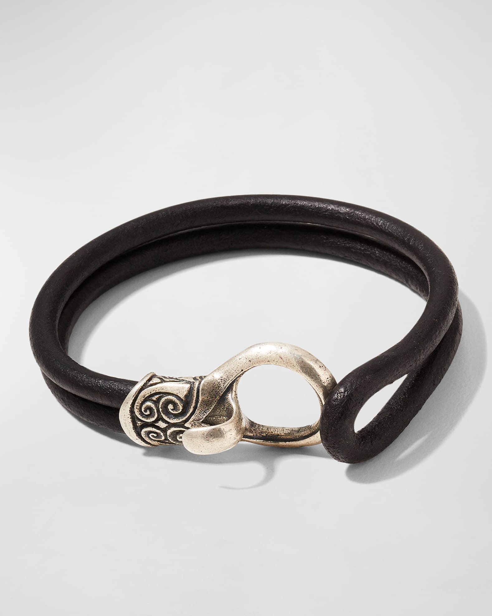 John Varvatos Men s Leather Double Strand Buckle Bracelet