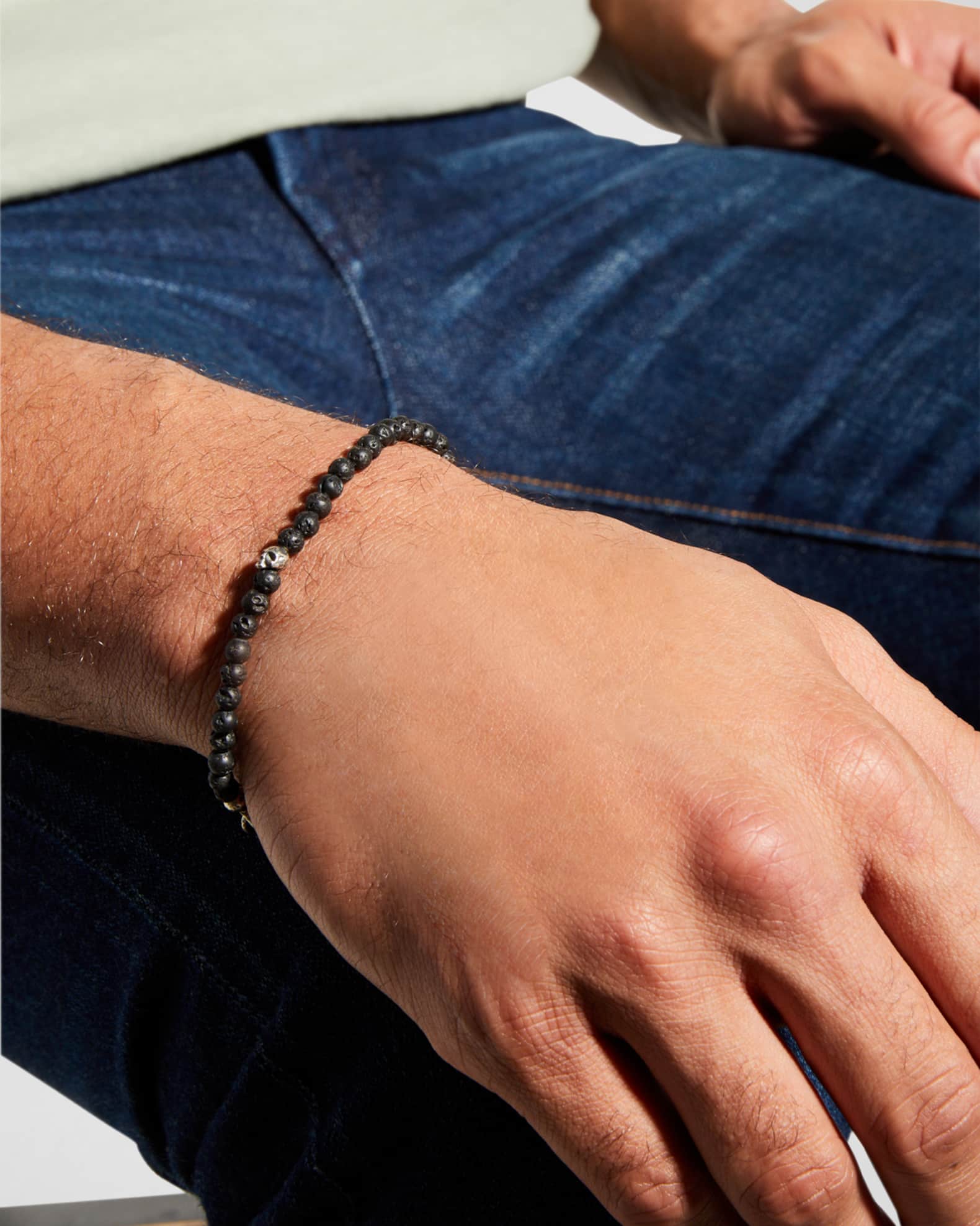 Men's Skull Lava Stone Beaded Bracelet 1