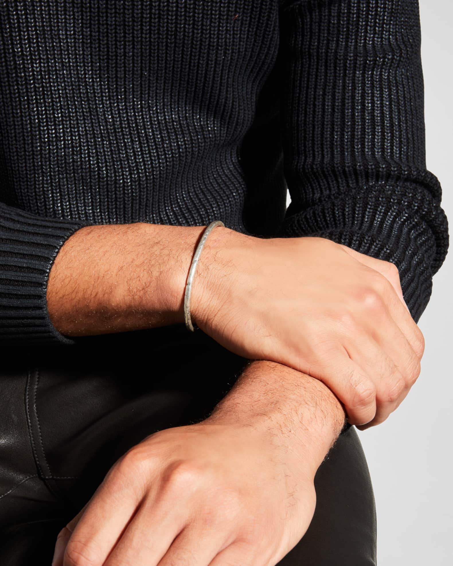 Men's Distressed Sterling Silver Cuff Bracelet 1