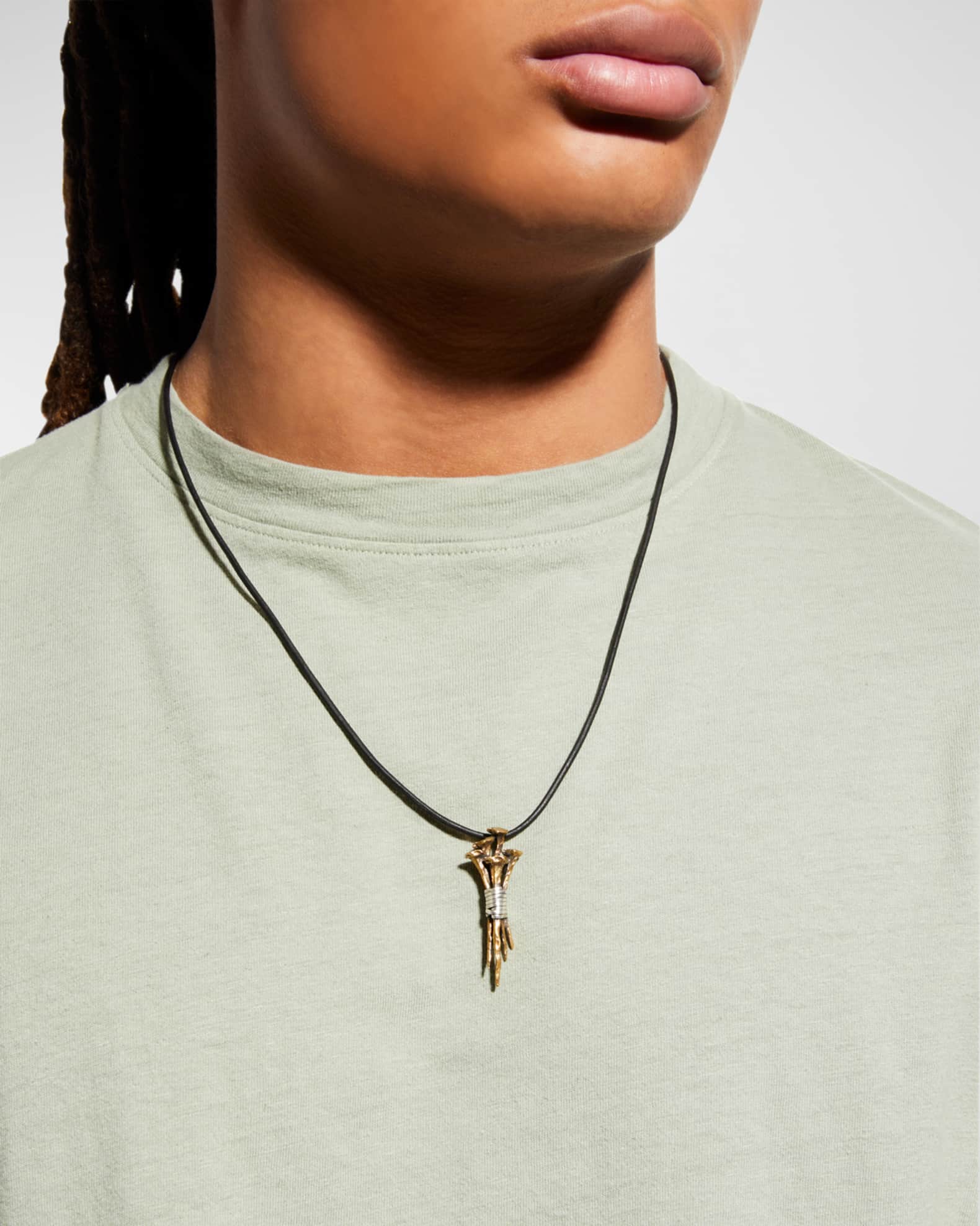 Men's Distressed Nails Cluster Pendant Necklace 1