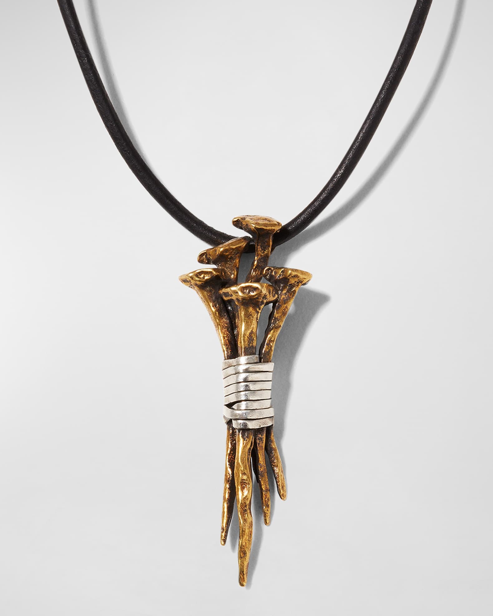 Men's Distressed Nails Cluster Pendant Necklace 0