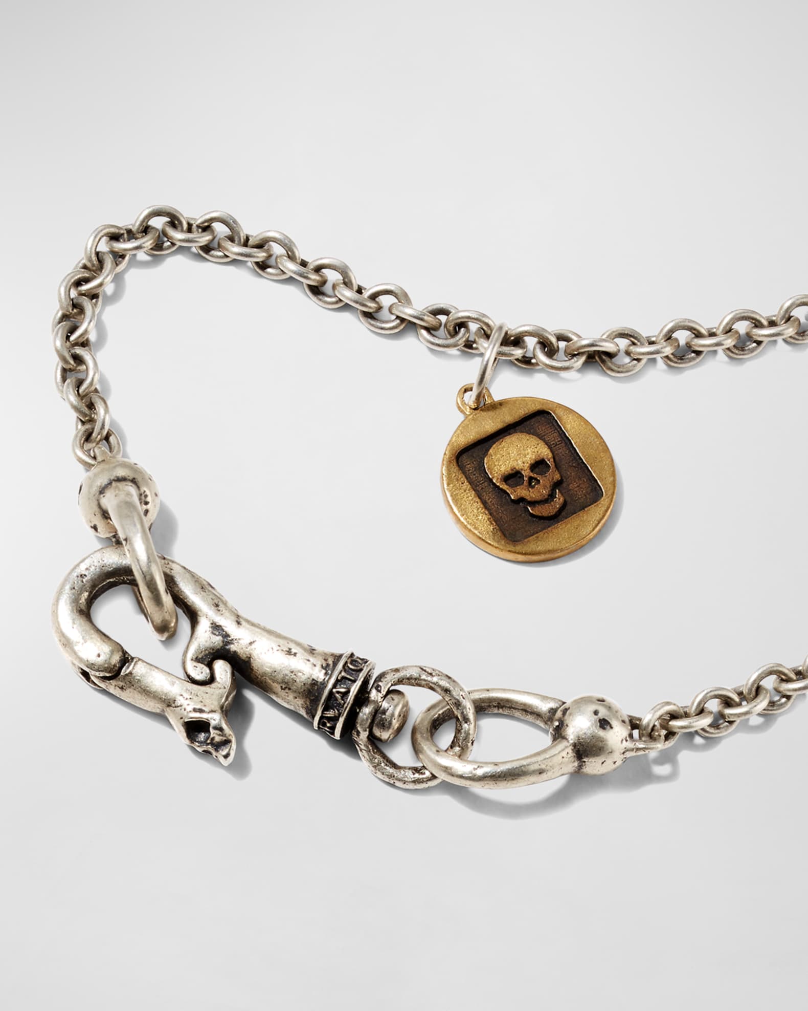 John Varvatos Men's Two-Tone Skull Pendant Necklace, 24 John Varvatos Men's Two-Tone Skull Pendant Necklace, 24