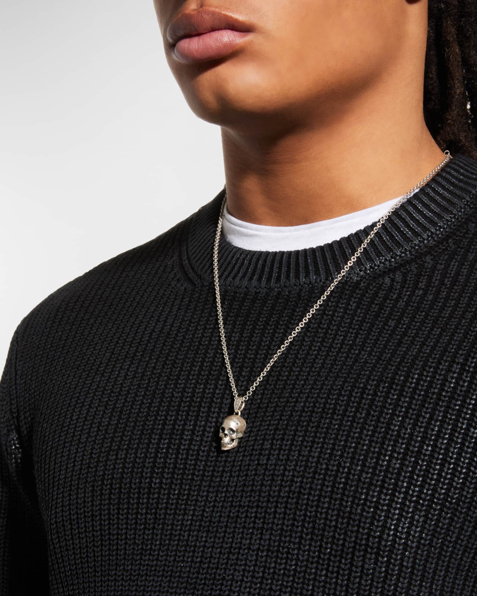 Men's Skull Pendant Necklace, 24"L 1