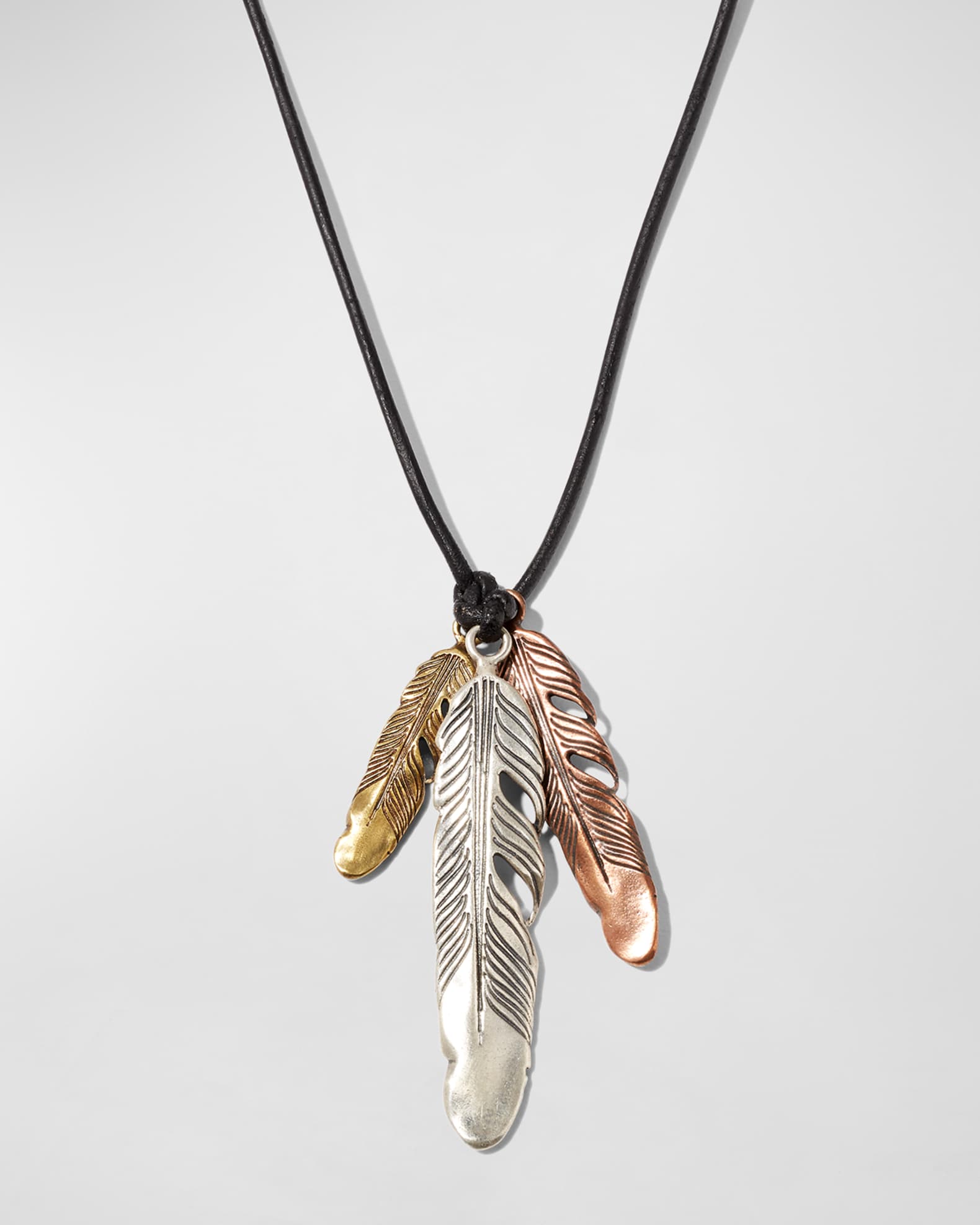 John Varvatos Men s Raven Tri Color Feathers Pendant Necklace