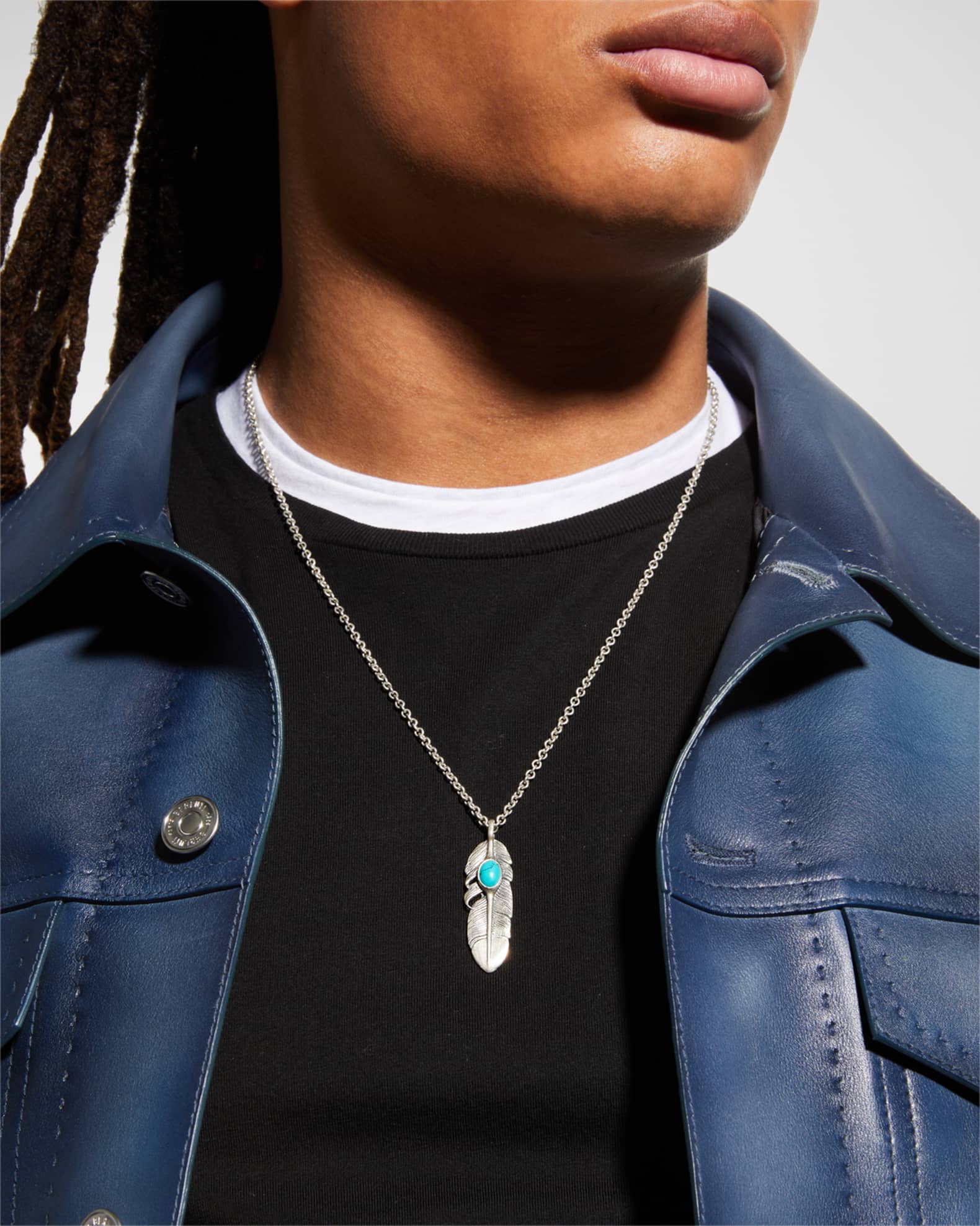 Turquoise feather pendant hot sale