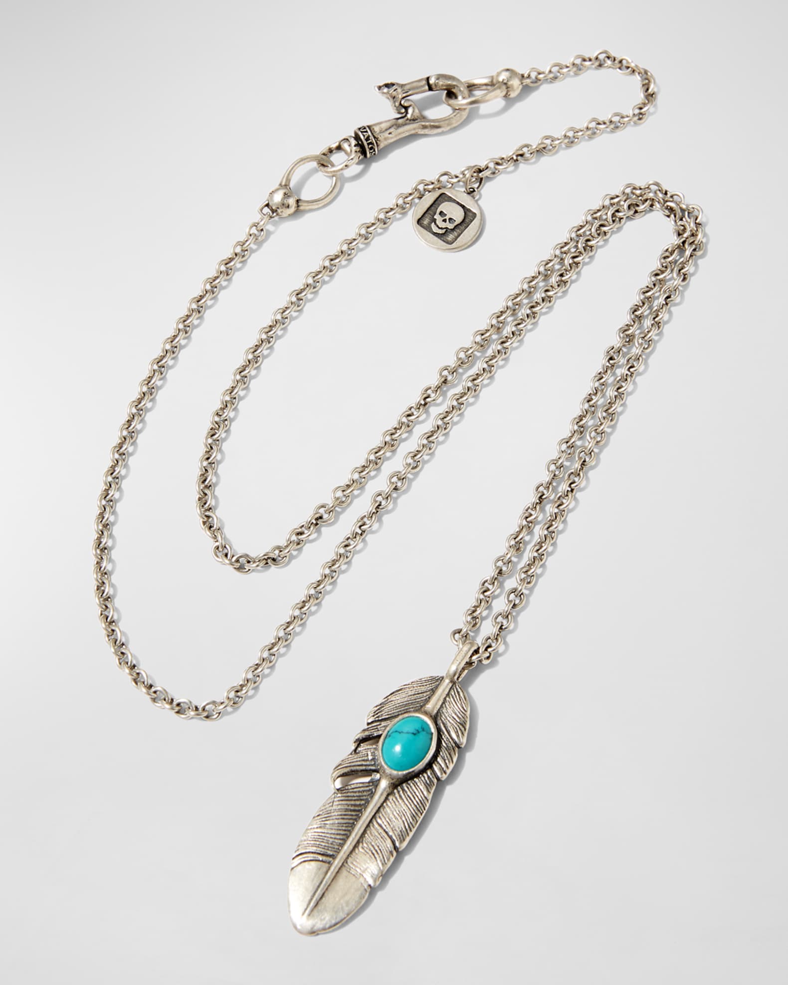 John Varvatos Men's Raven Turquoise Feather Pendant Necklace | Neiman ...