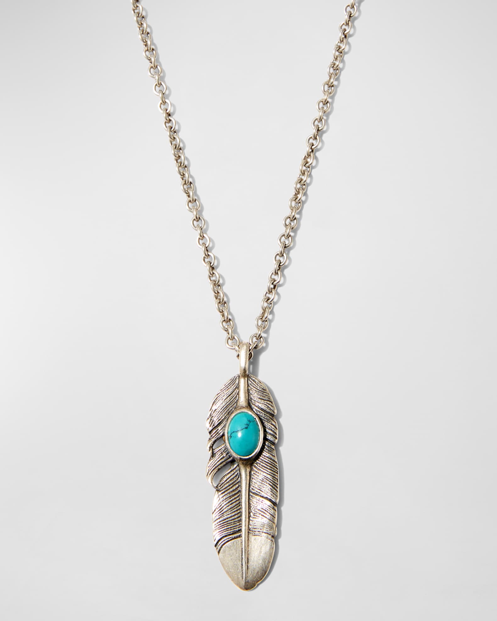 John Varvatos Men's Raven Turquoise Feather Pendant Necklace | Neiman ...