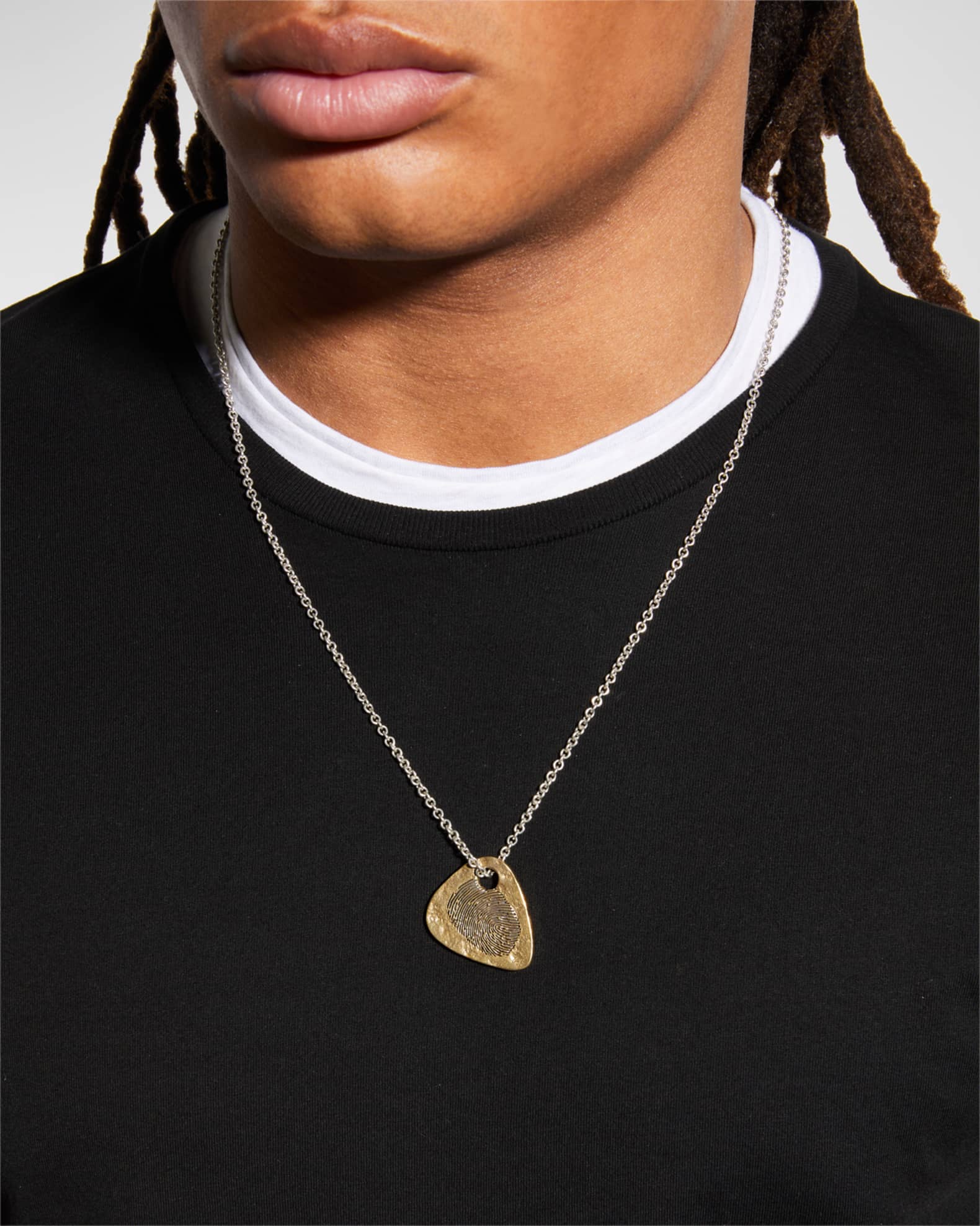 Men's Distressed Guitar Pick Pendant Necklace 1