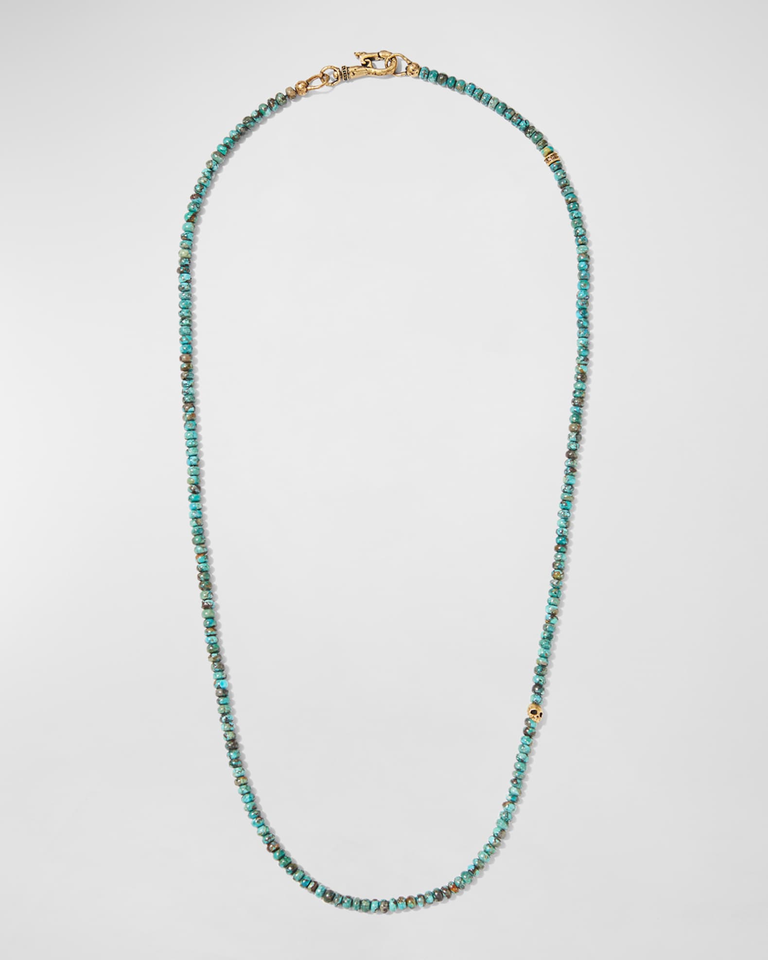 Men's Skull Turquoise Beaded Necklace, 24"L 0