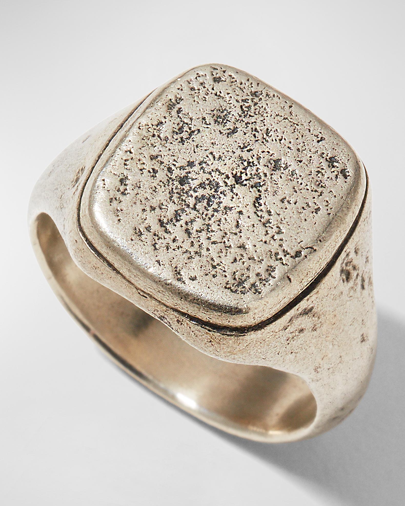 John Varvatos Men's Distressed Silver Signet Ring | Neiman Marcus