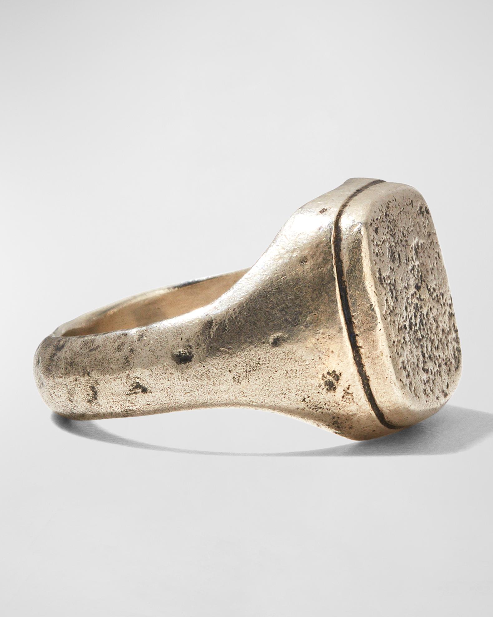 John Varvatos Men's Distressed Silver Signet Ring | Neiman Marcus