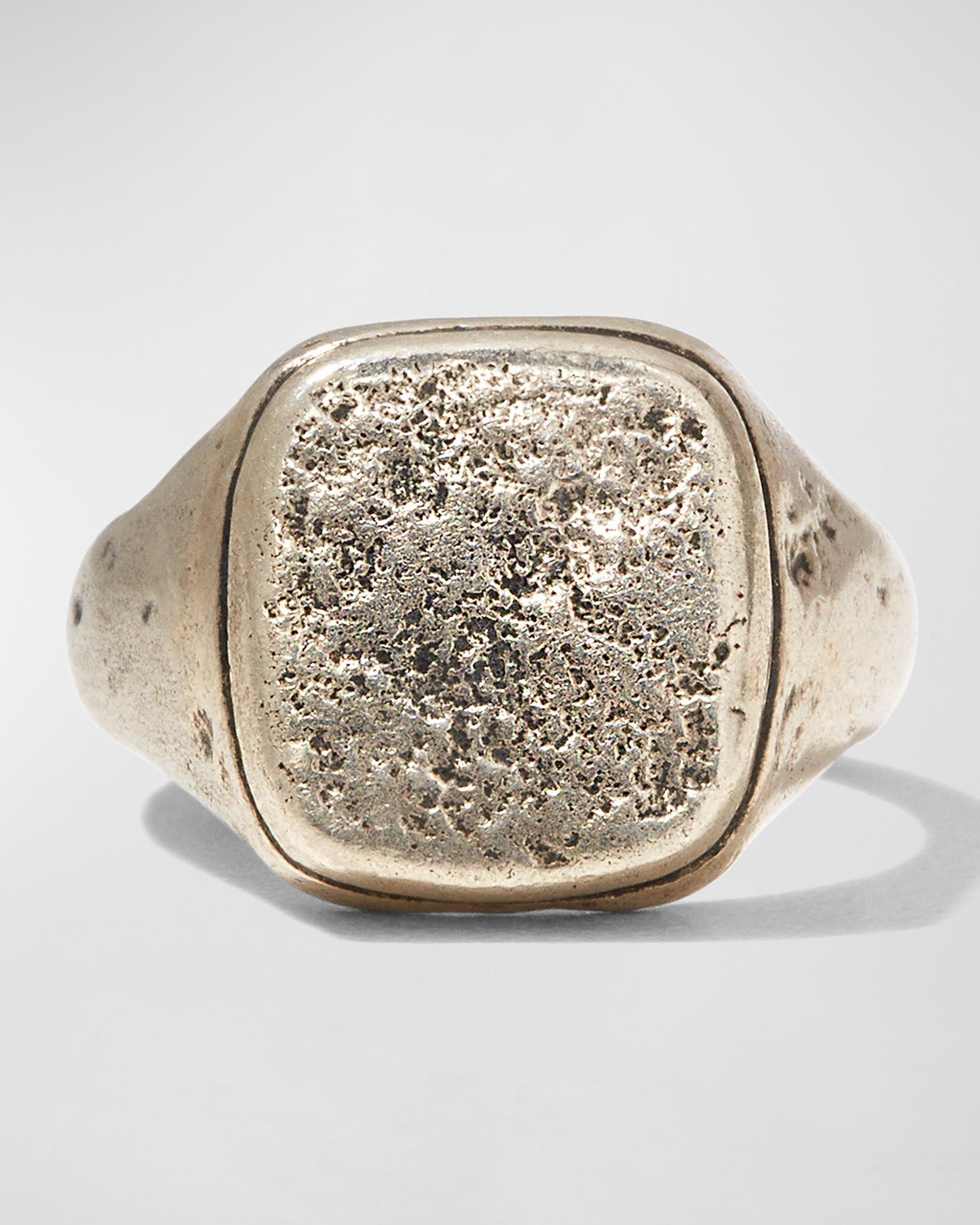 John Varvatos Men's Distressed Silver Signet Ring | Neiman Marcus