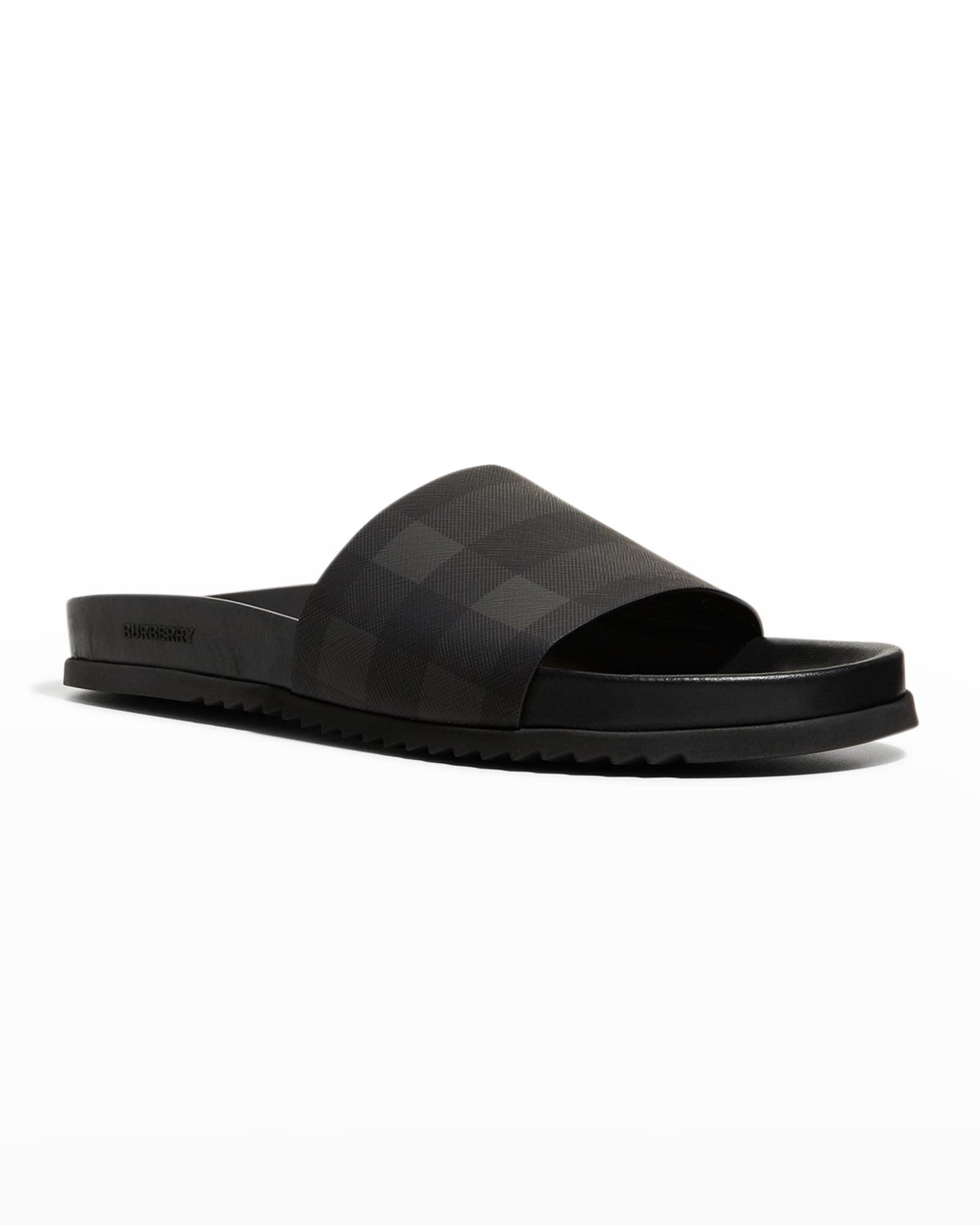 Burberry Men's Melroy Check Slides Neiman Marcus