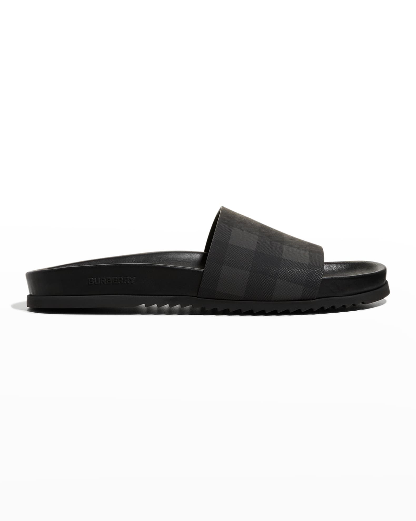 Burberry Men's Melroy Check Slides Neiman Marcus