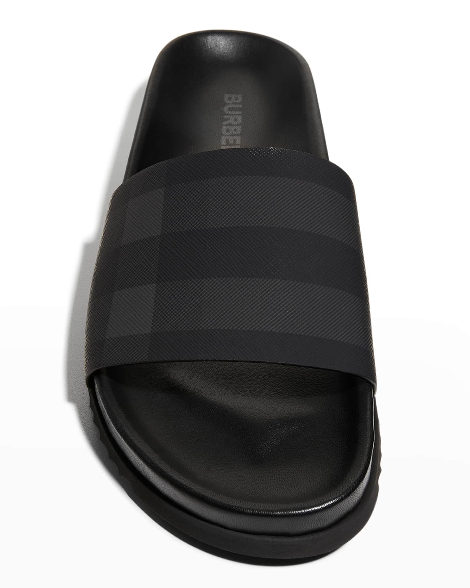 Burberry Men's Melroy Check Slides Neiman Marcus