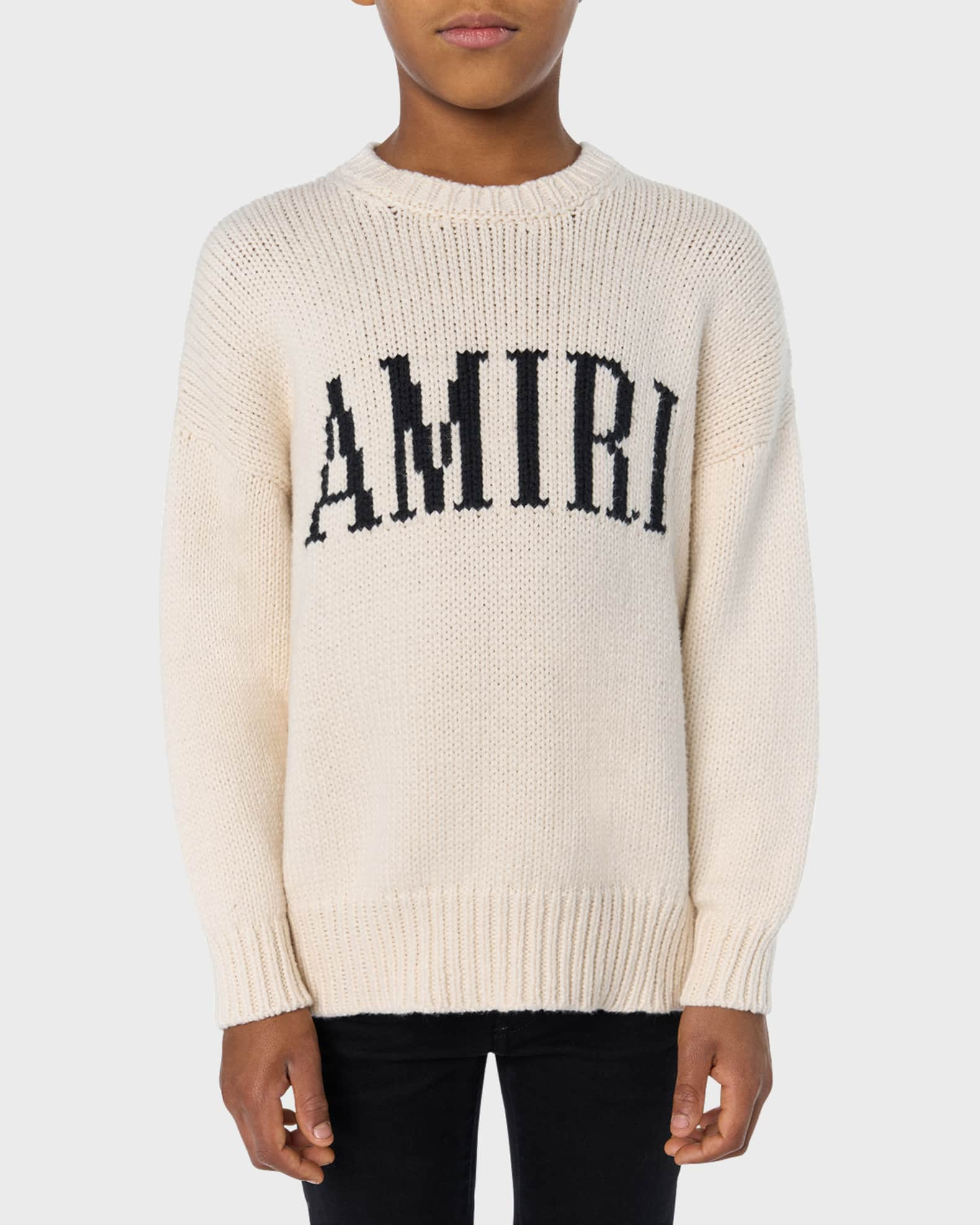 Amiri Boy's Logo Intarsia RibKnit Sweater, Size 412 Neiman Marcus