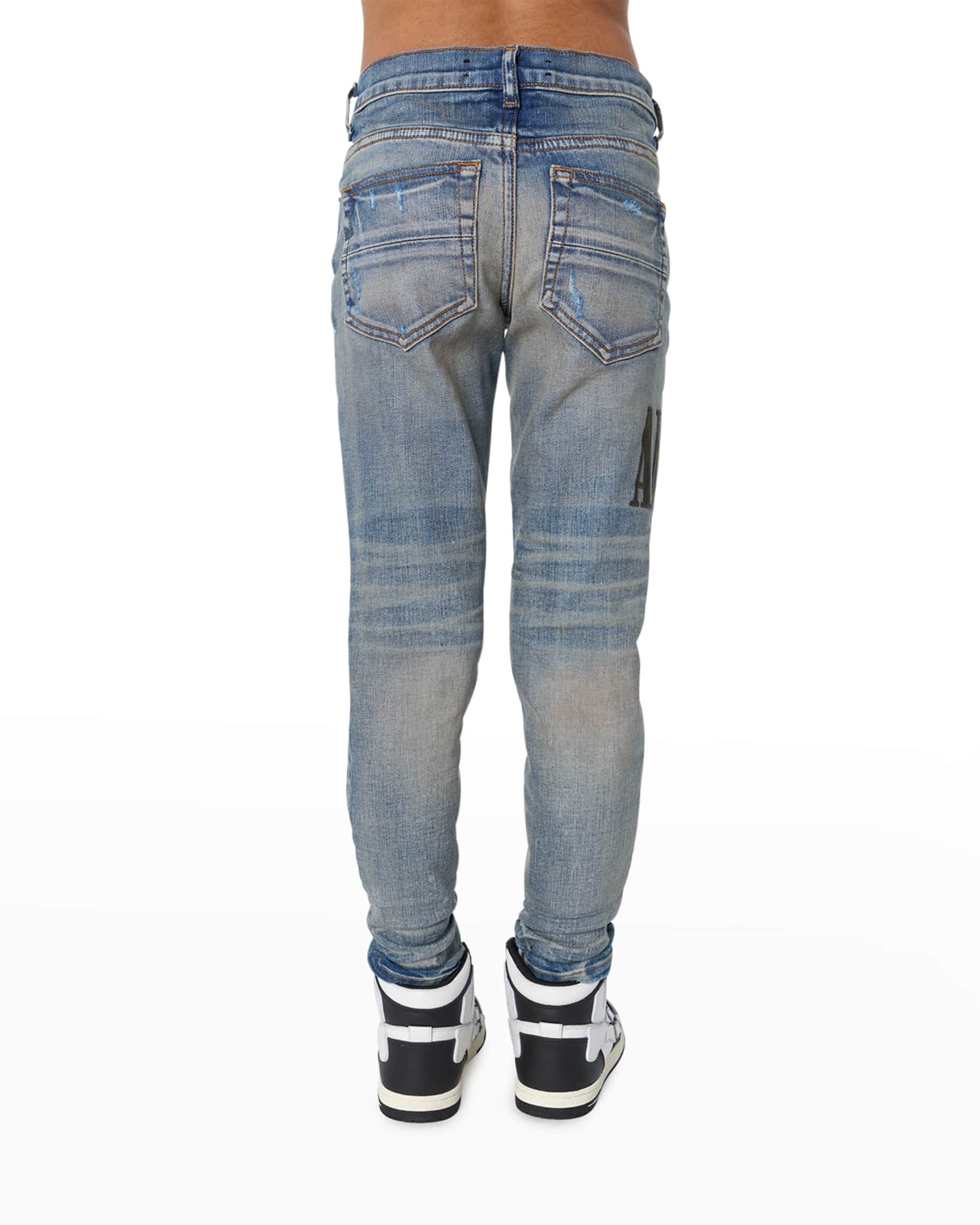 Amiri Kid's Camo Logo Applique Denim Jeans, Size 4-12 | Neiman Marcus