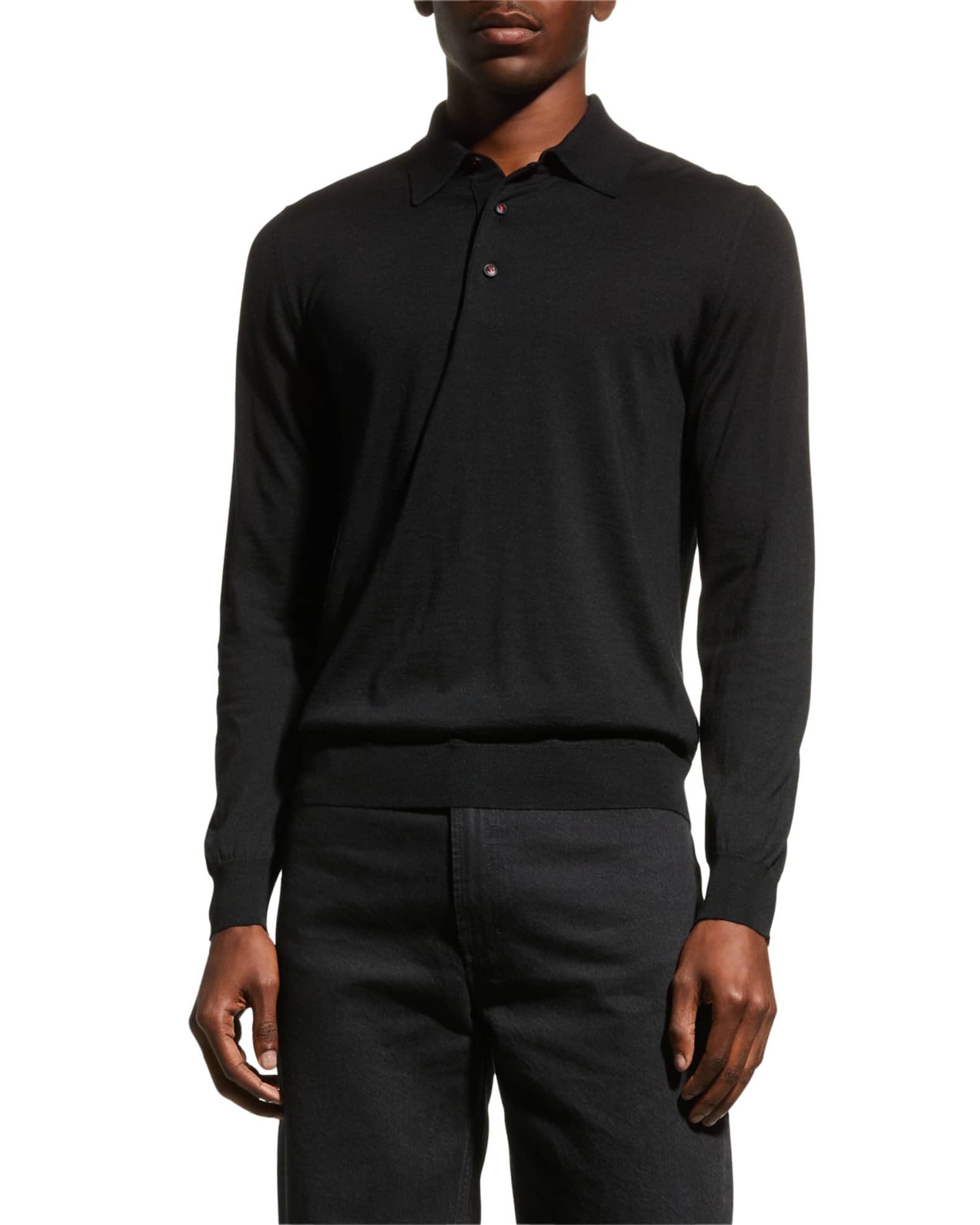 Kiton Men's Wool Solid Polo Shirt | Neiman Marcus