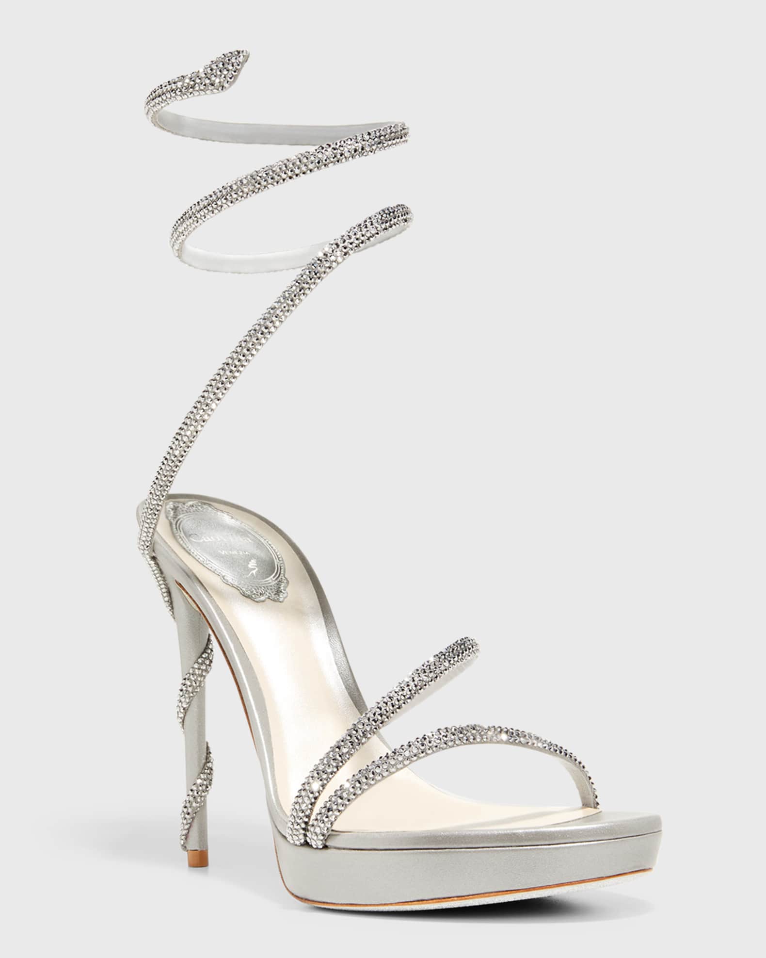 Rene Caovilla Strass Snake-Wrap Platform Sandals | Neiman Marcus