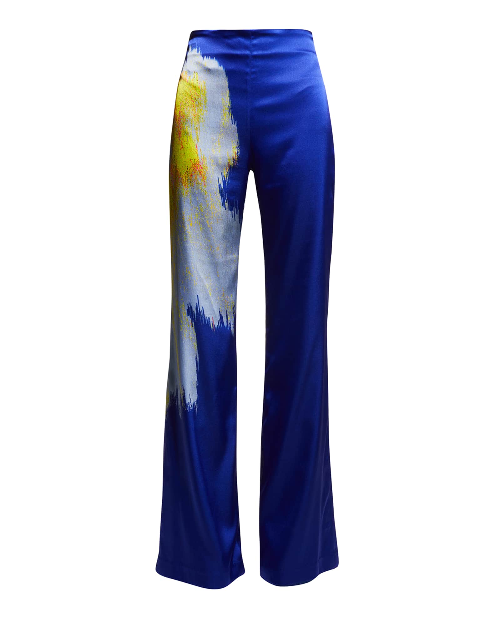Silvia Tcherassi Polianthus Blur Floral-Print Straight-Leg Silk Pants ...