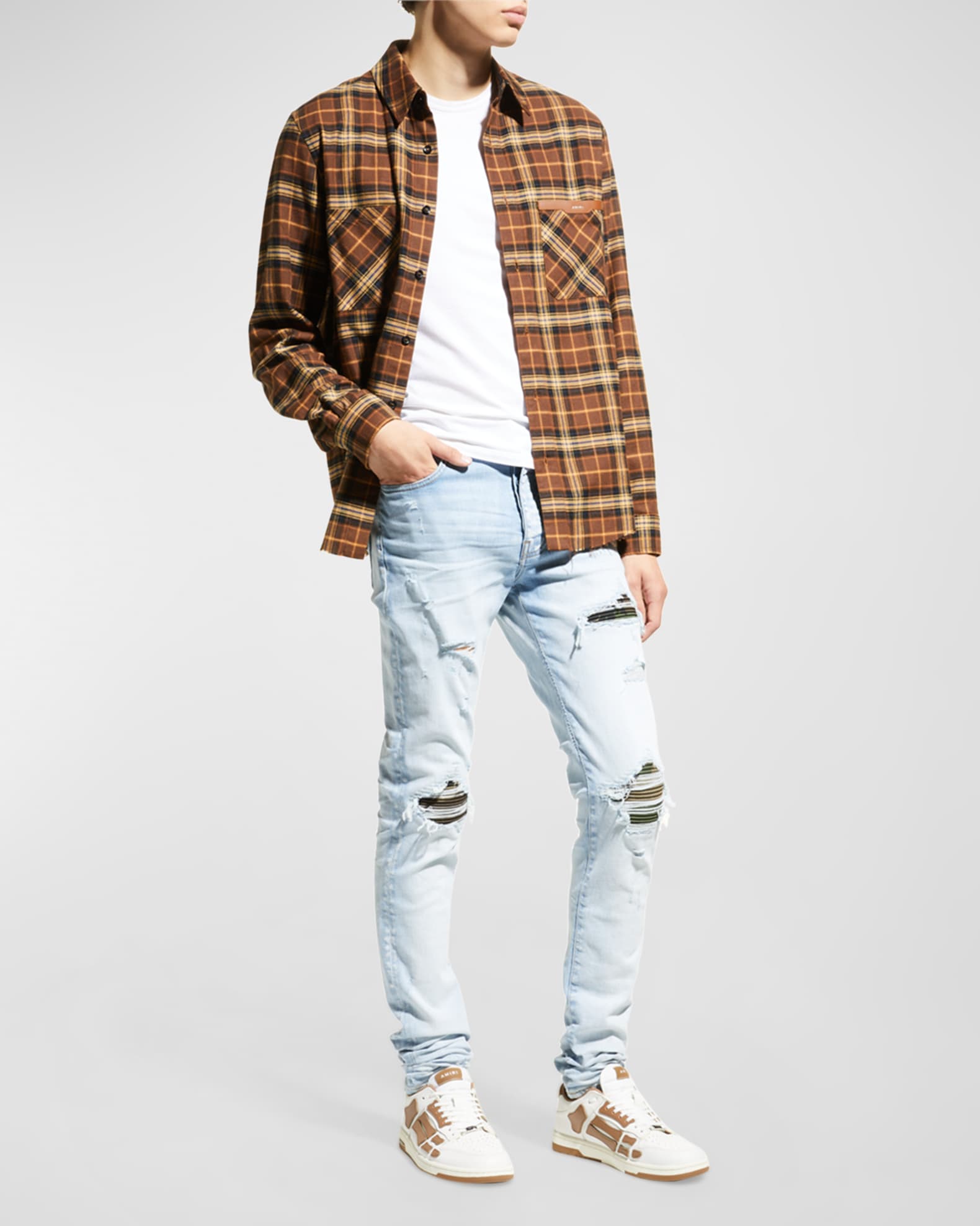 Men s MX1 Destroyed Camo Insert Jeans