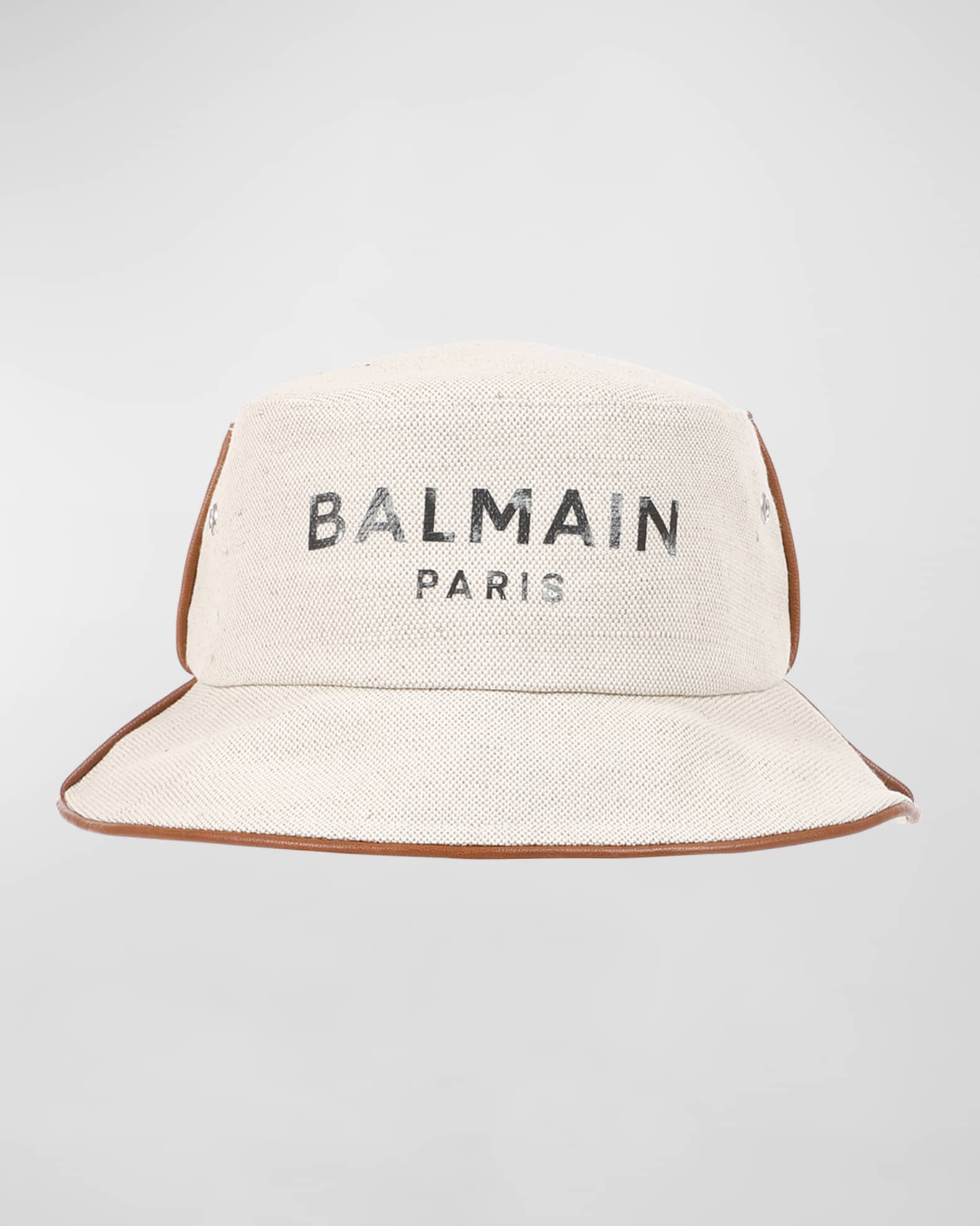 Balmain Cotton Canvas Bucket Hat with Logo