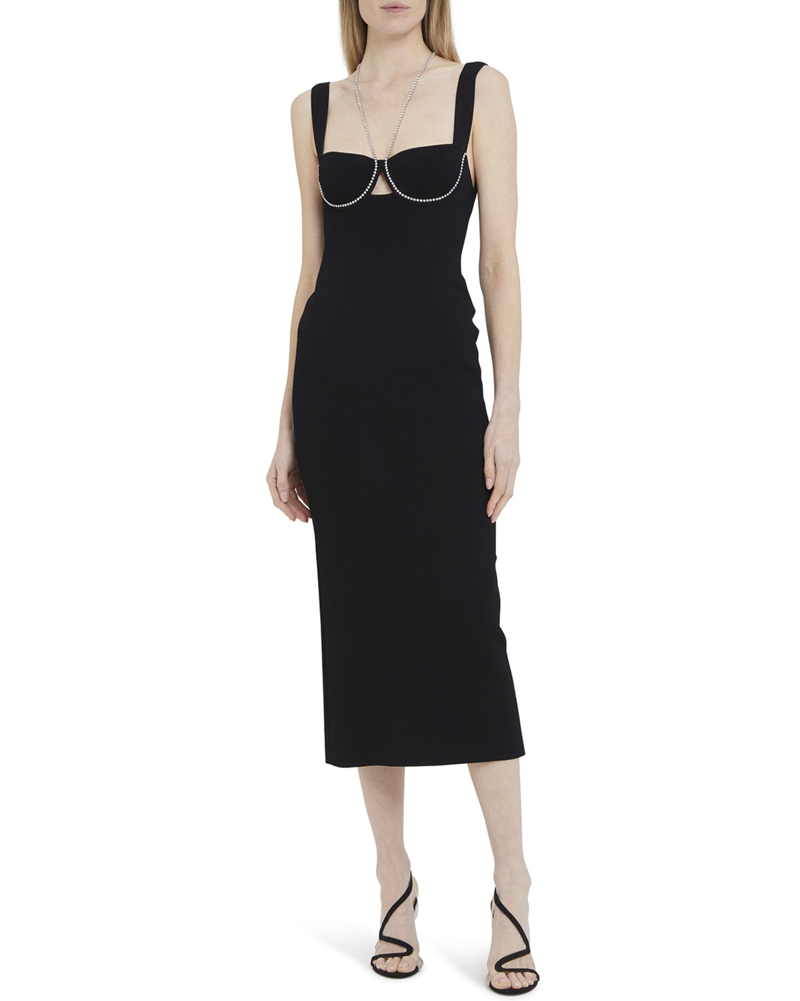 Galvan Celeste Crystal Embellished Bustier Midi Dress | Neiman Marcus