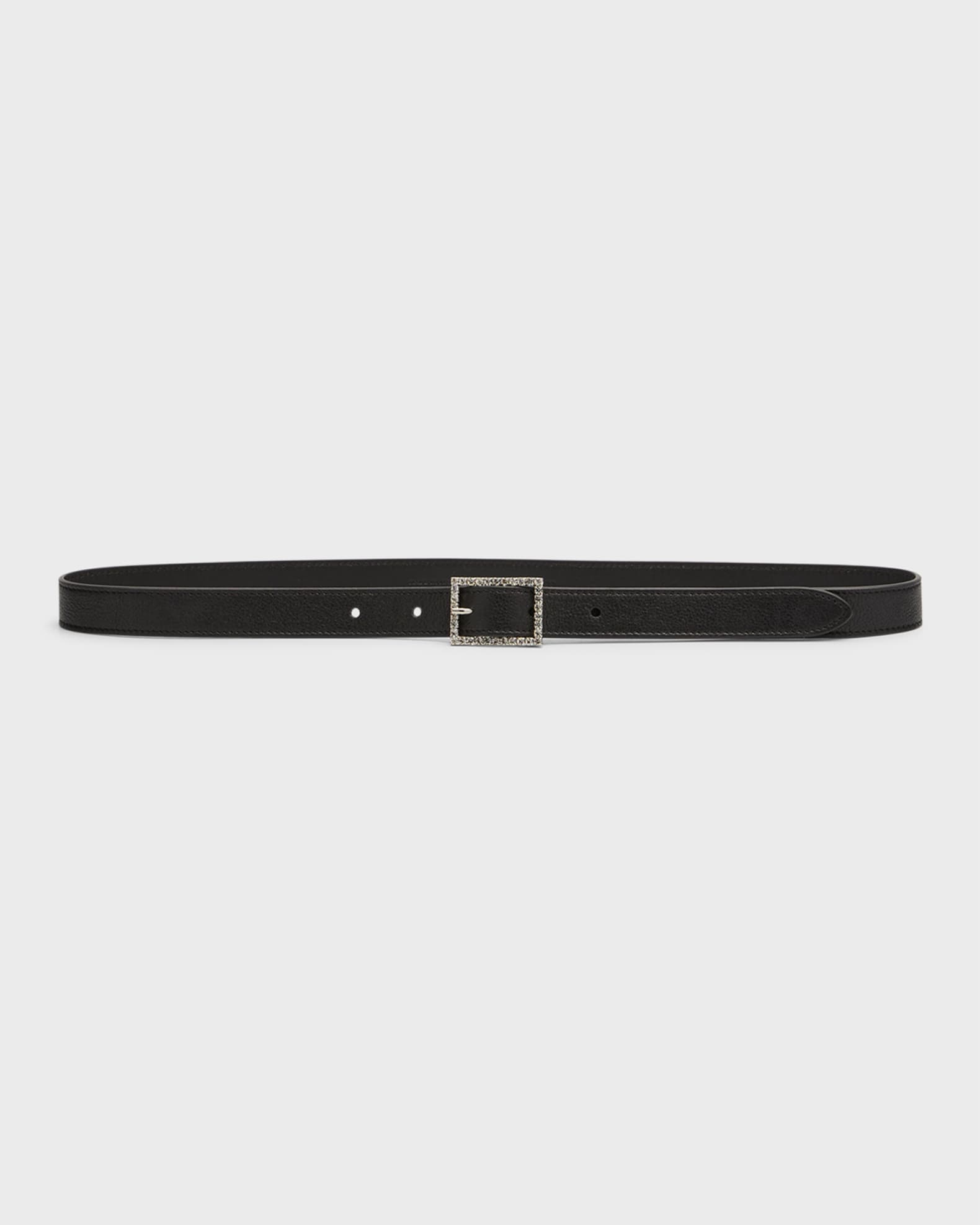 Saint Laurent Embellished Buckle Skinny Leather Belt Neiman Marcus
