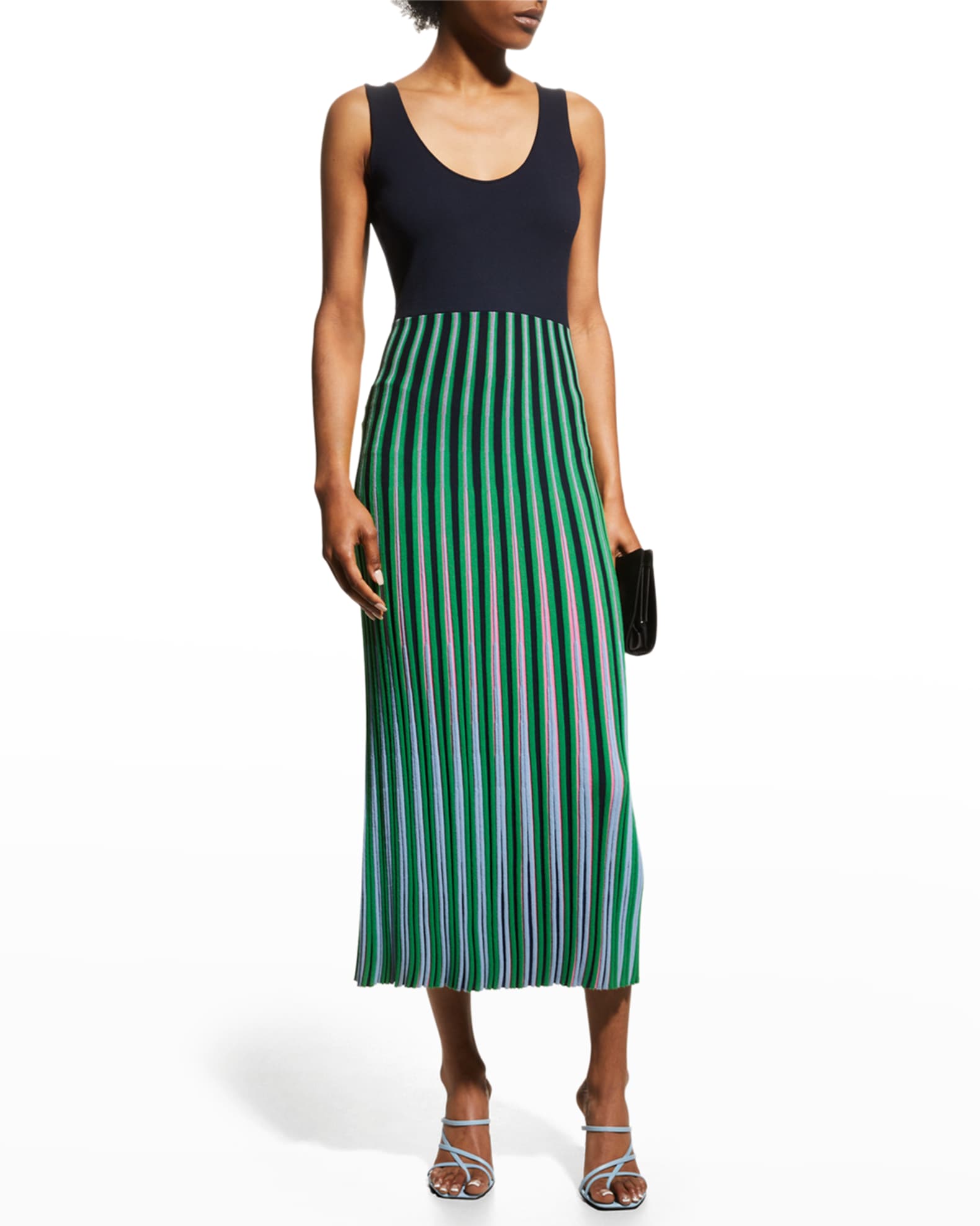 Emporio Armani Pleated ScoopNeck Knit Dress Neiman Marcus