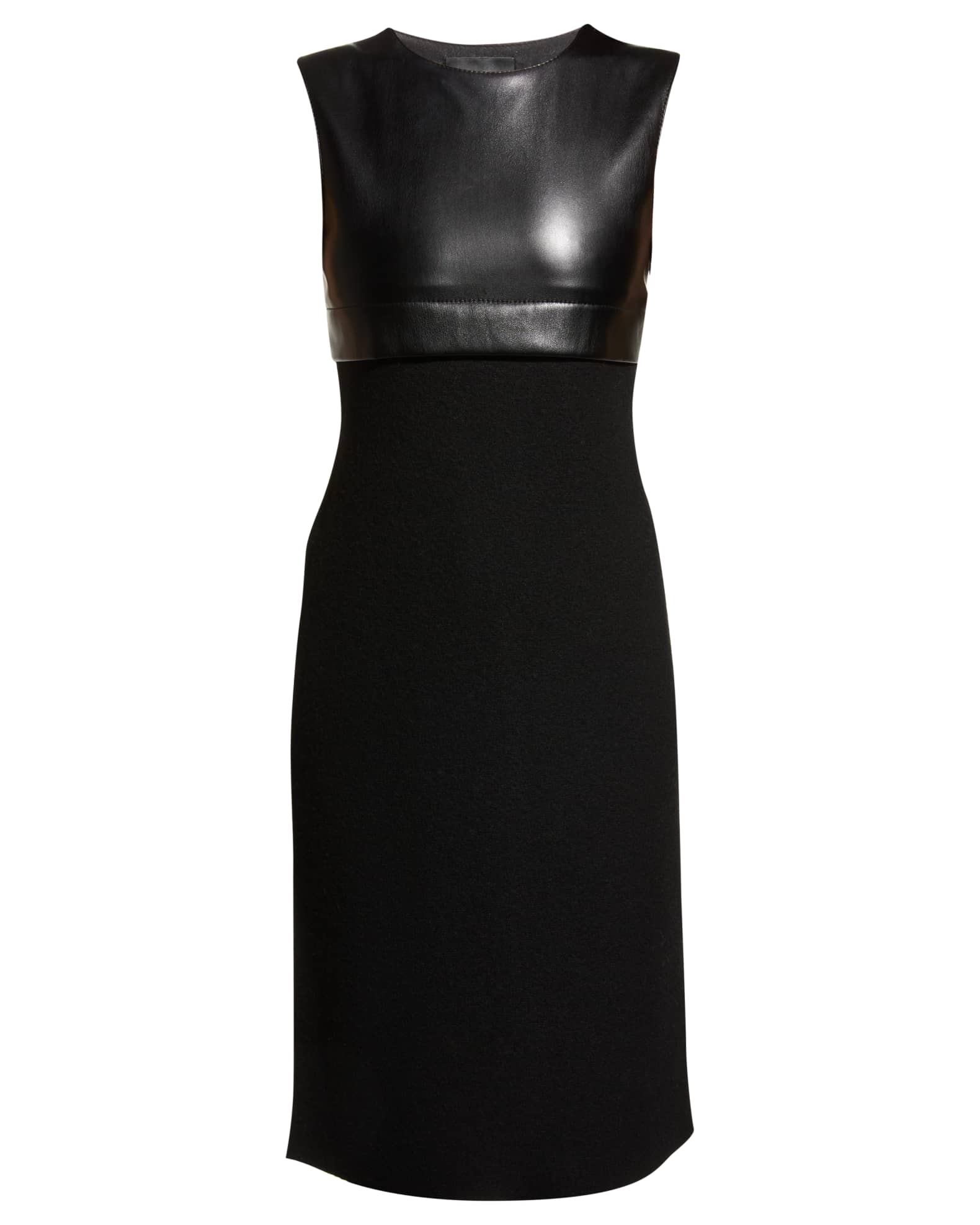 Emporio Armani MixedMedia Leather Knit Midi Dress Neiman Marcus