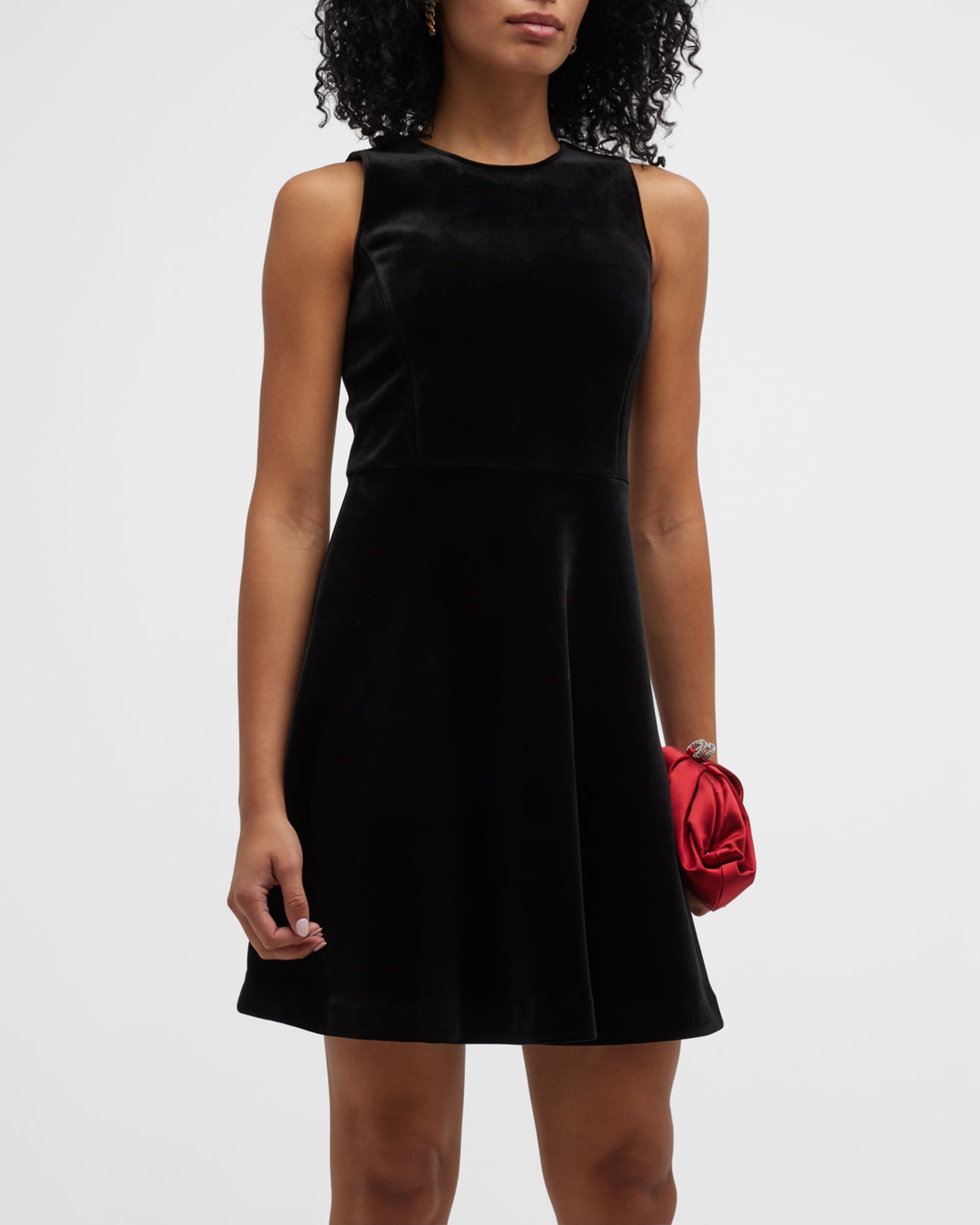 Emporio Armani Sleeveless Stretch Velvet Mini Dress | Neiman Marcus