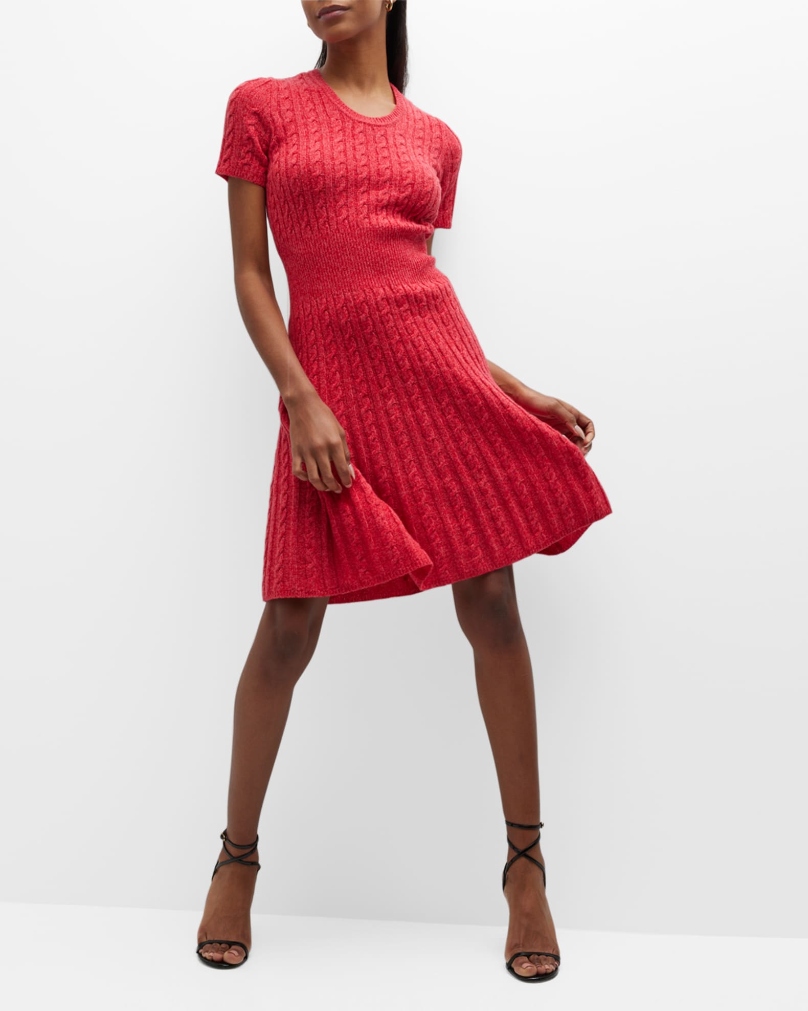 Emporio Armani ShortSleeve CableKnit Wool Dress Neiman Marcus