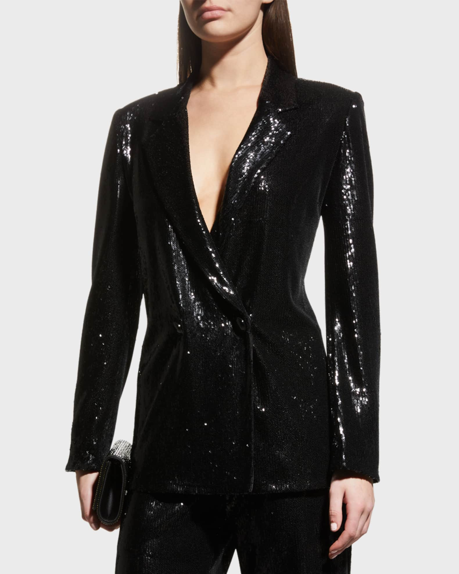 Emporio Armani Snap-Front Sequin Blazer | Neiman Marcus