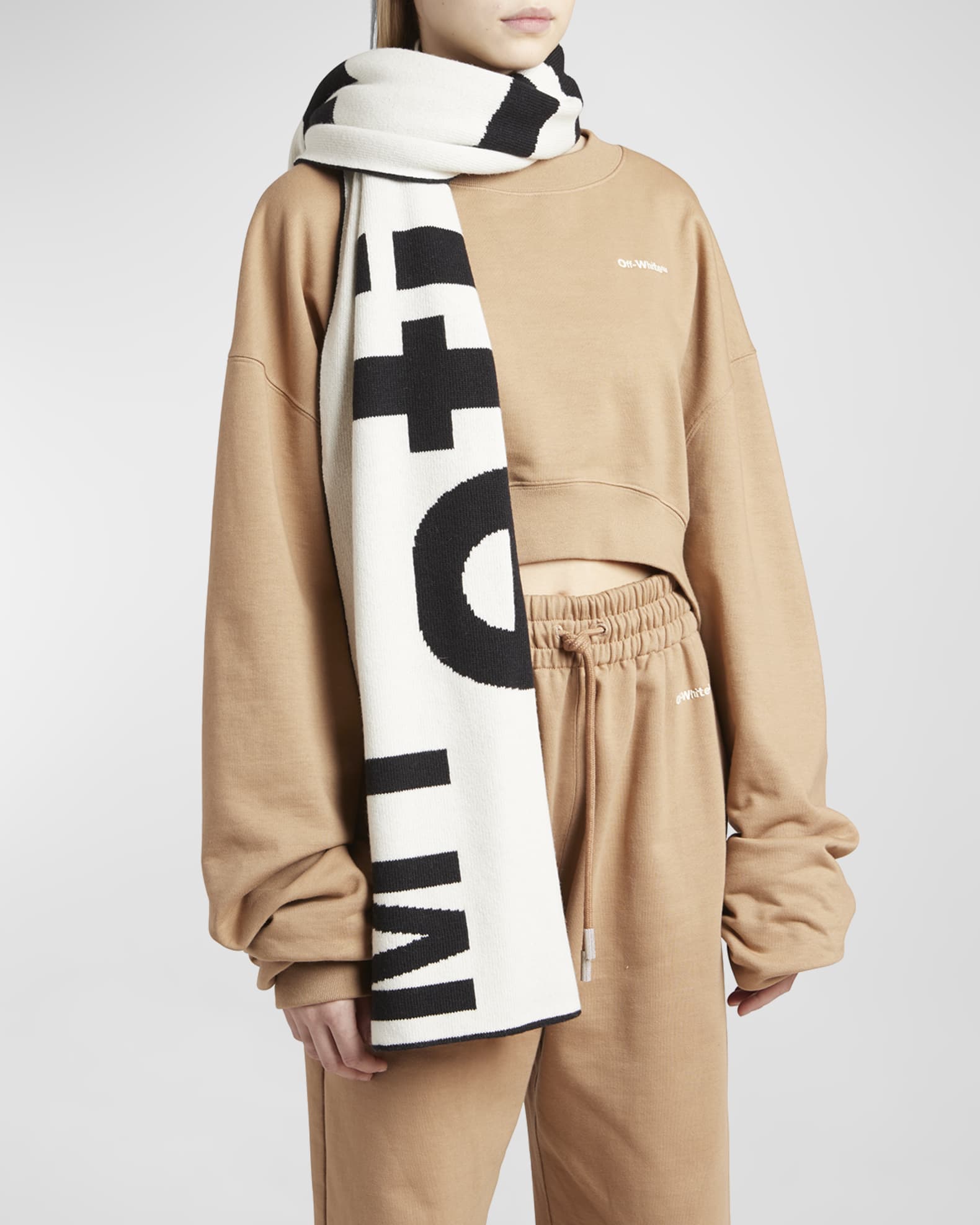 Off-White Beige Wool Scarf main image 0