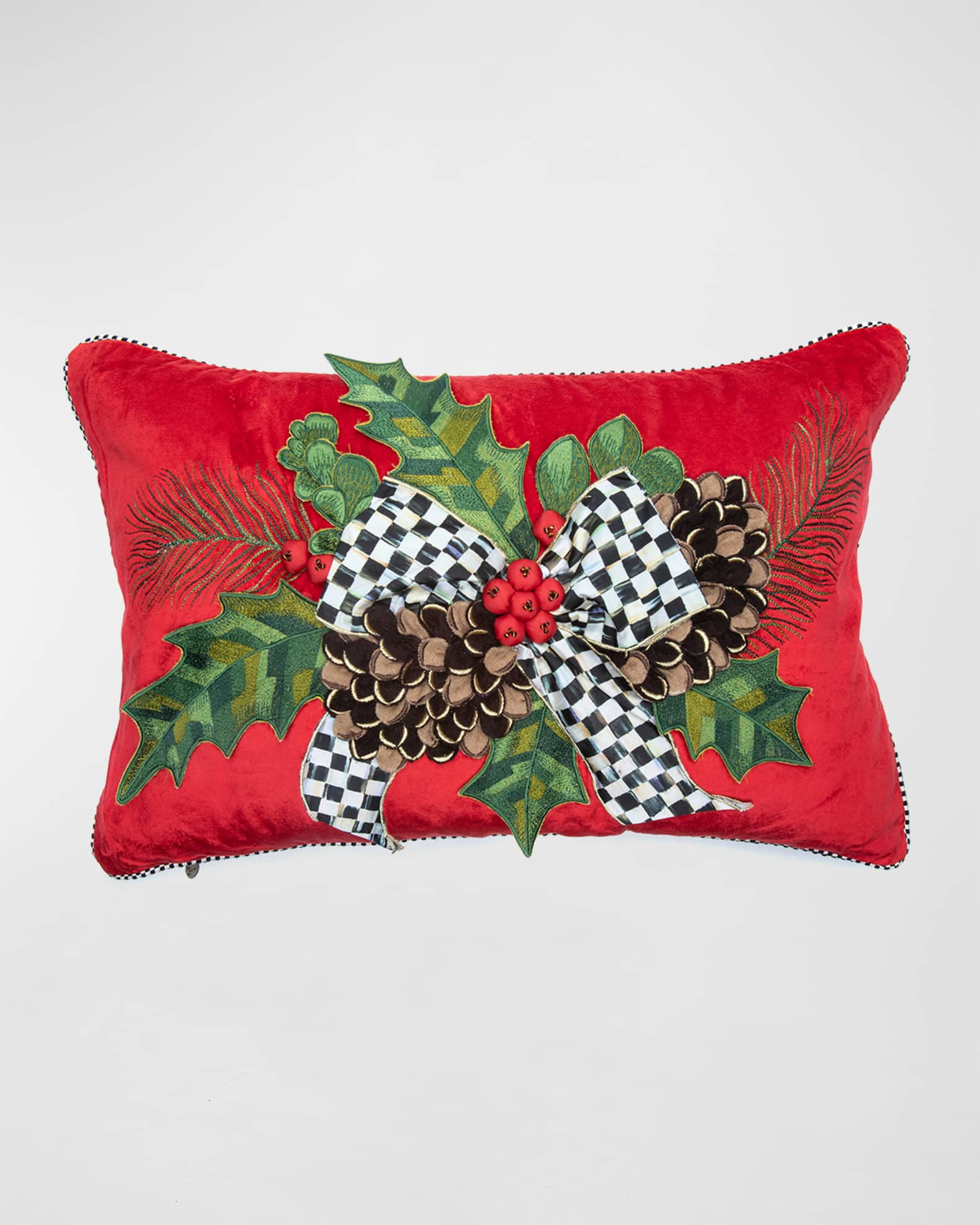 MacKenzieChilds Holly Holiday Pillow, 20" x 6" Neiman Marcus