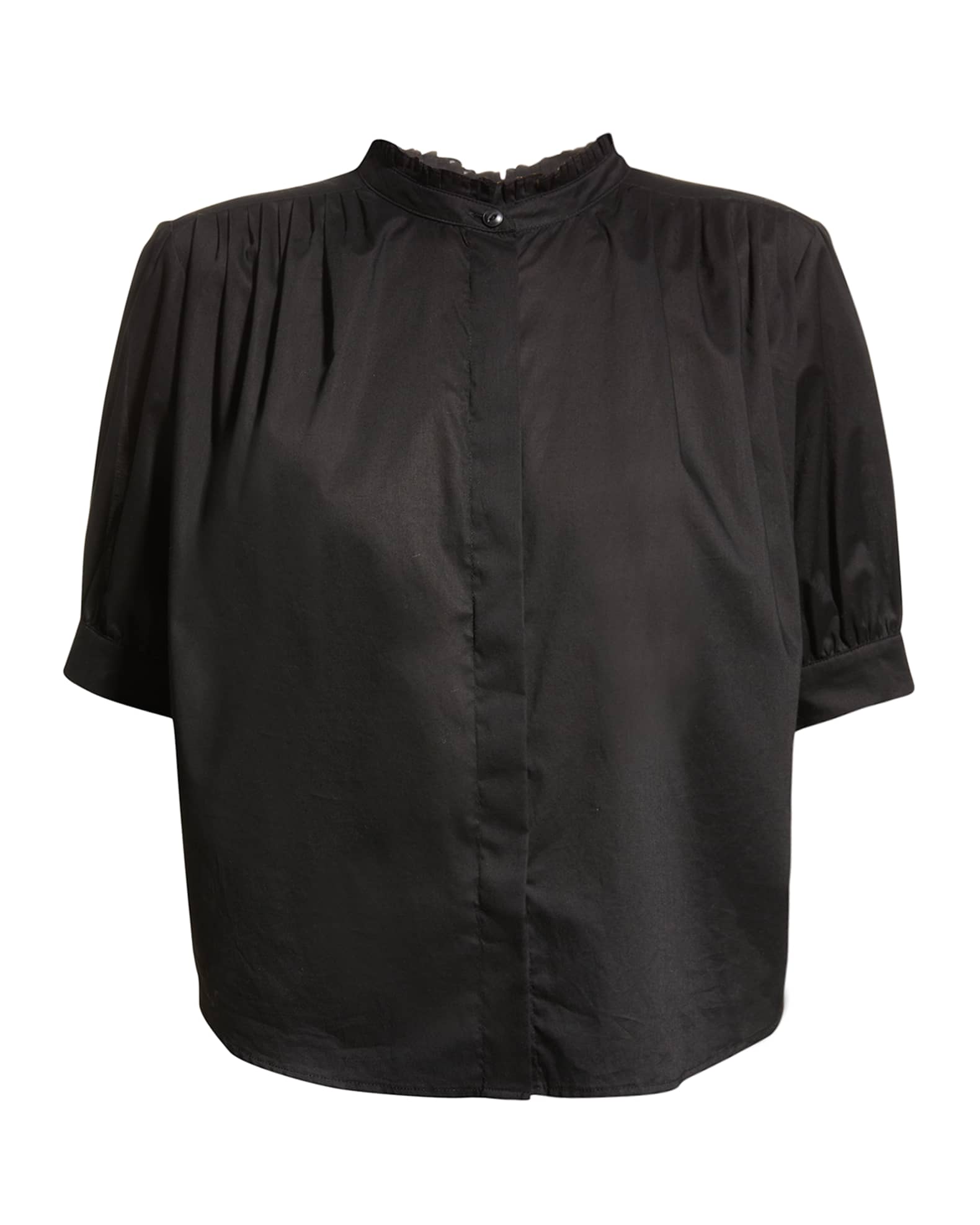 Rag & Bone Jordan Collared ButtonFront Pleated Top Neiman Marcus