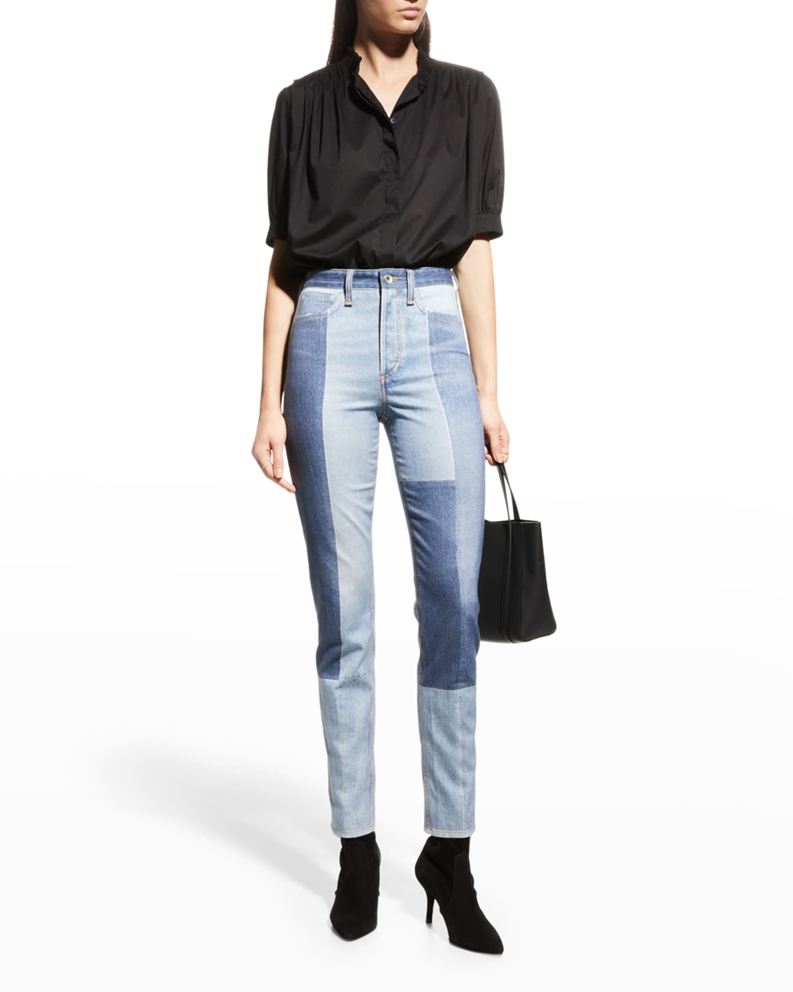 Rag & Bone Jordan Collared ButtonFront Pleated Top Neiman Marcus