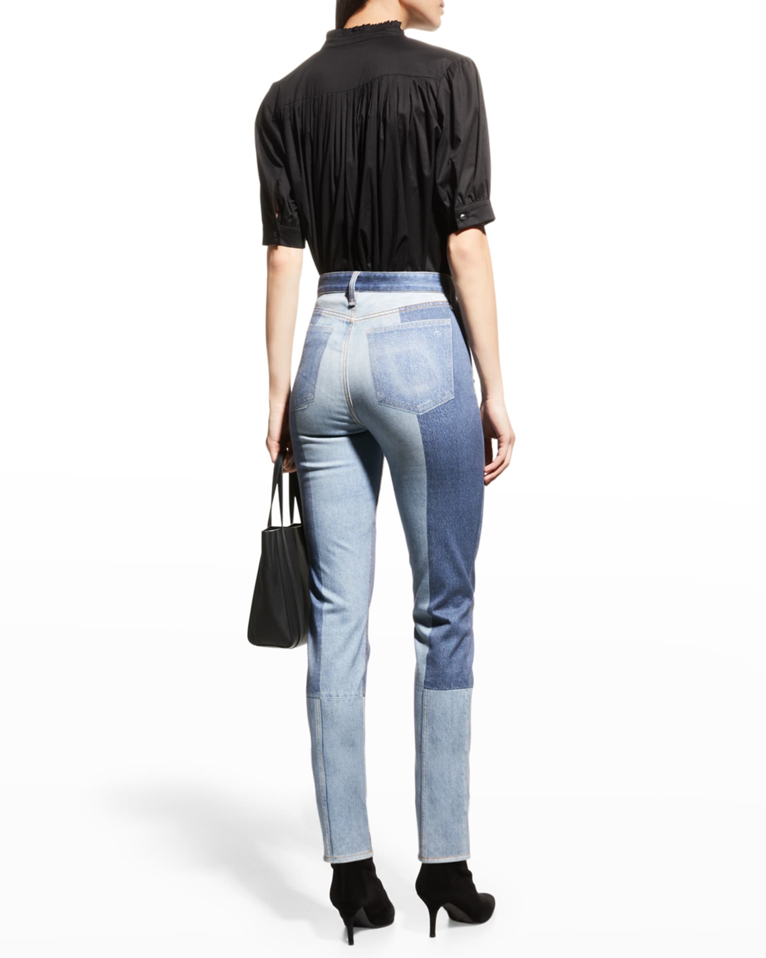 Rag & Bone Jordan Collared ButtonFront Pleated Top Neiman Marcus