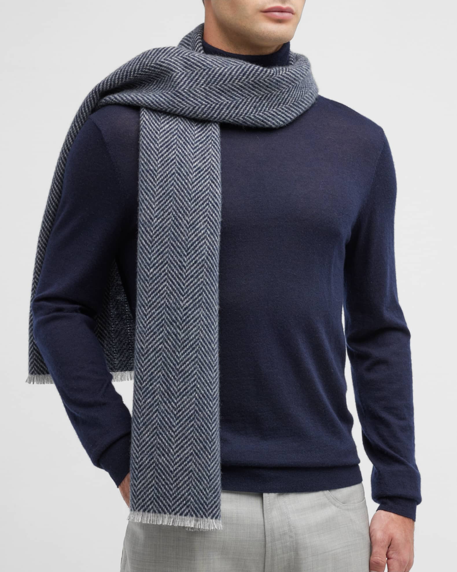Men's Herringbone Cashmere Scarf
